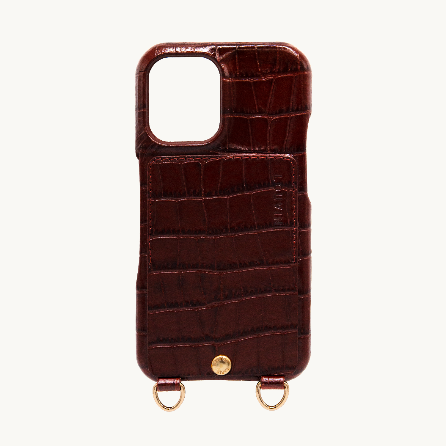 iPhone Leather Case with wallet and loops LOU - Crocodile Brown