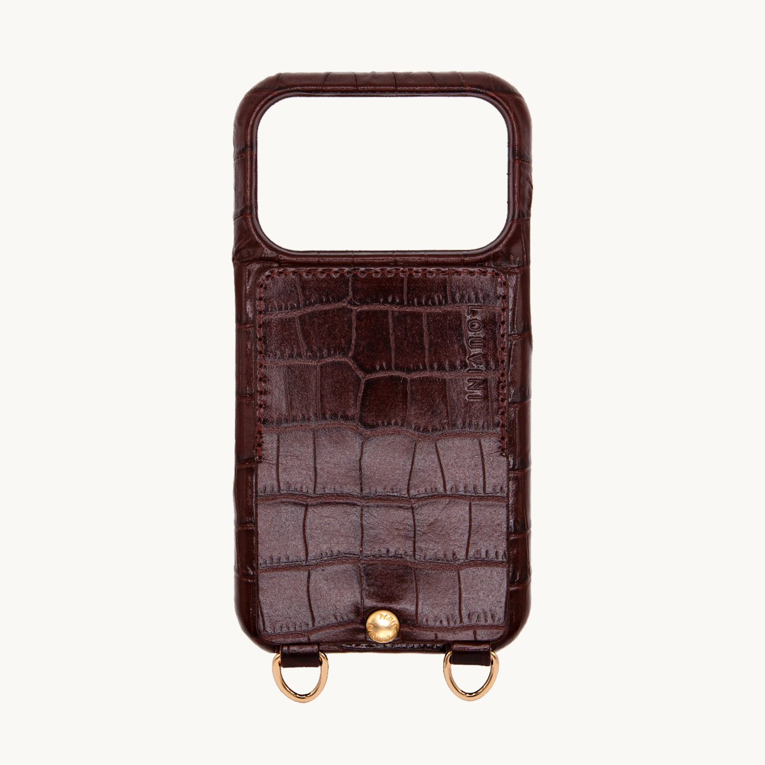 iPhone Leather Case with wallet and loops LOU - Crocodile Brown