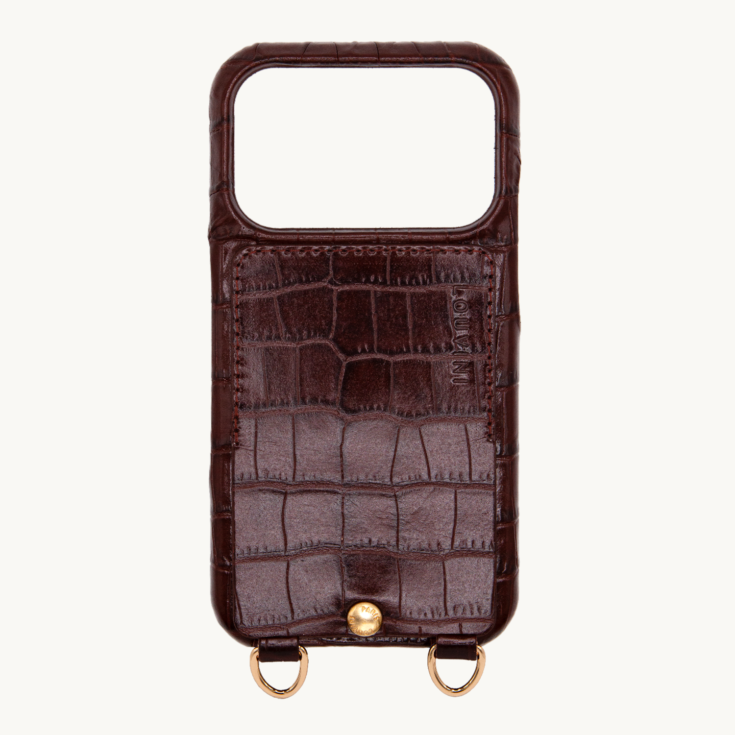 iPhone Leather Case with wallet and loops LOU - Crocodile Brown