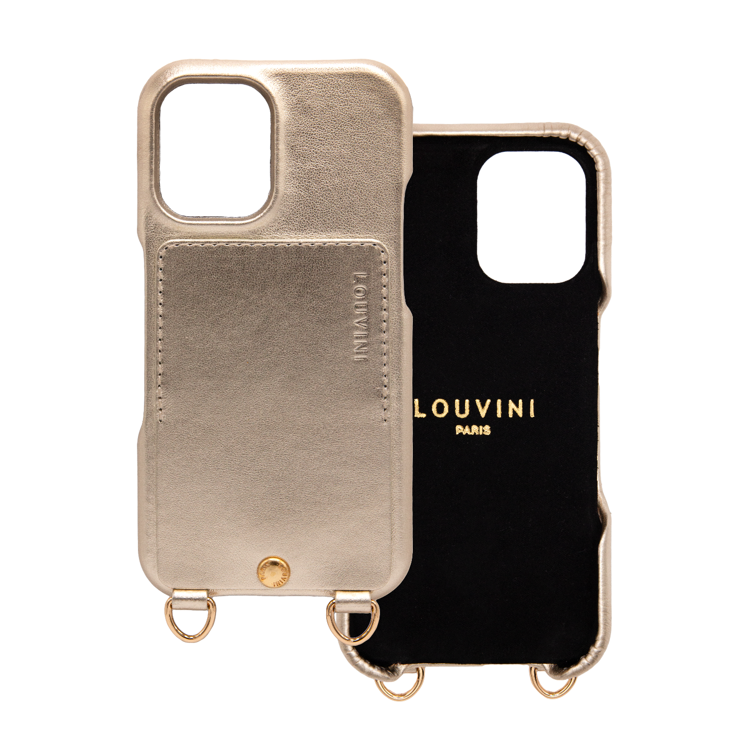 iPhone Leather Case with wallet and loops LOU - METALLIC GOLD-SILVER