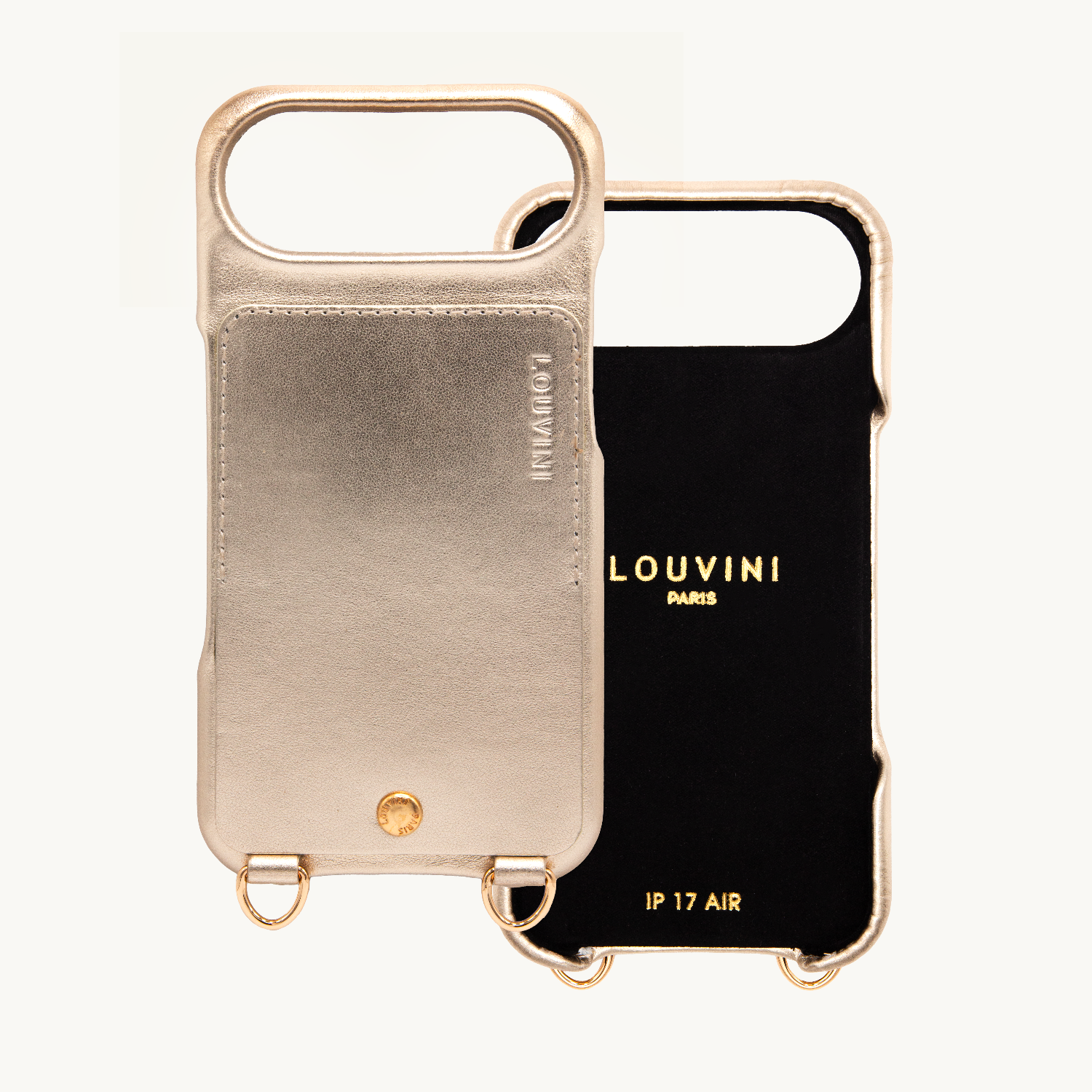 iPhone Leather Case with wallet and loops LOU - METALLIC GOLD-SILVER