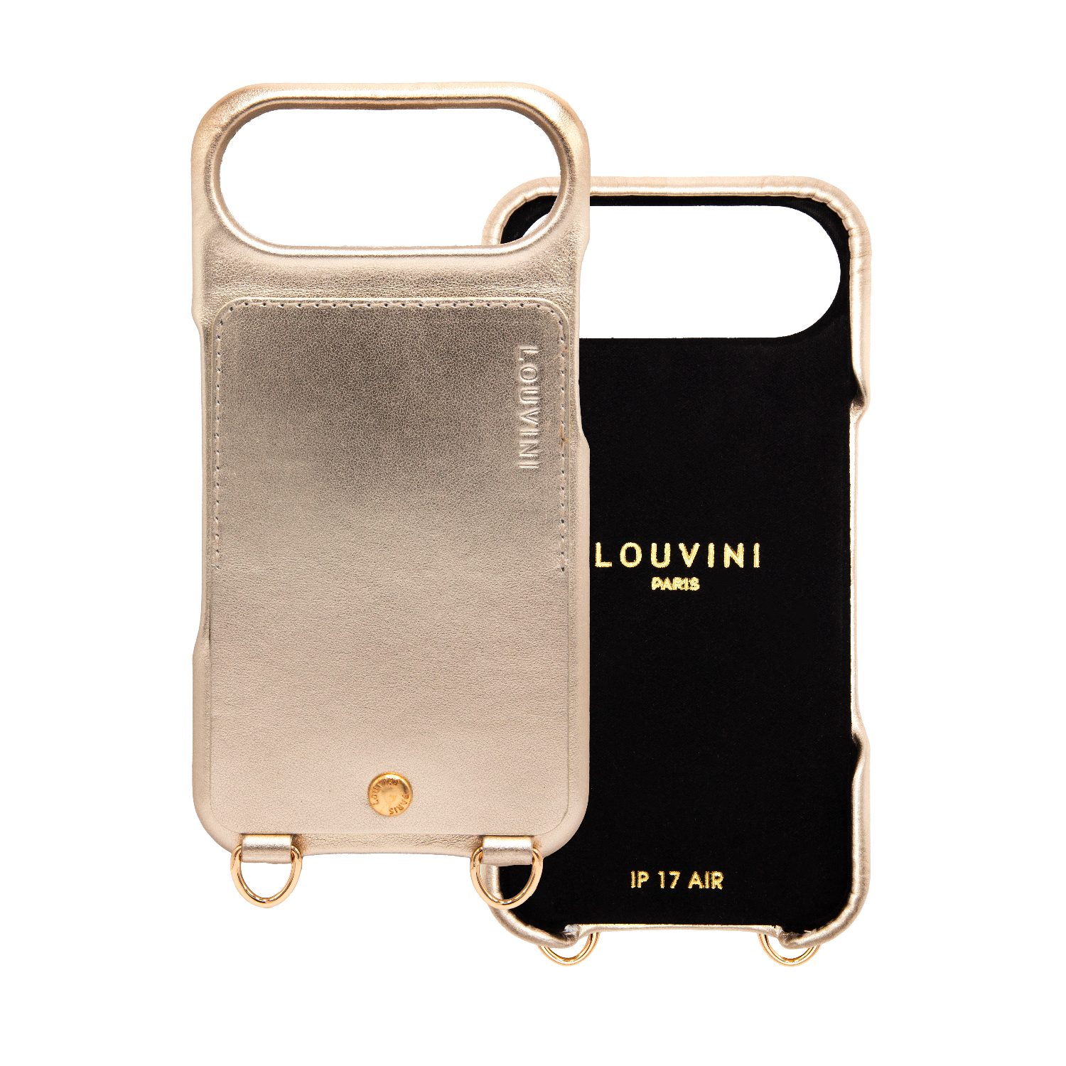 iPhone Leather Case with wallet and loops LOU - METALLIC GOLD-SILVER