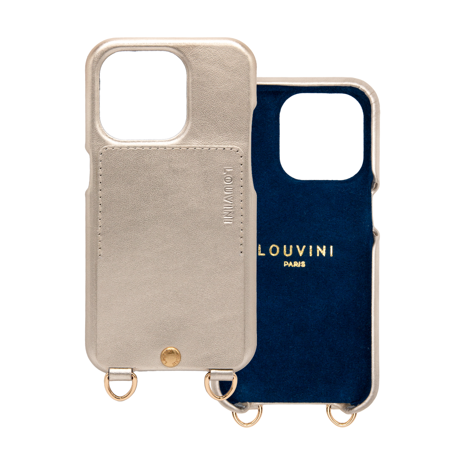 iPhone Leather Case with wallet and loops LOU - METALLIC GOLD-SILVER