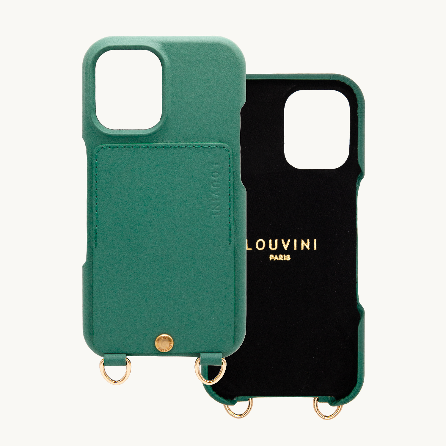 iPhone Leather Case with wallet and loops LOU - Emerald