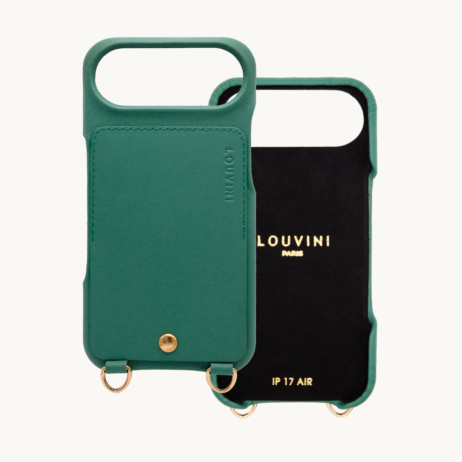 iPhone Leather Case with wallet and loops LOU - Emerald