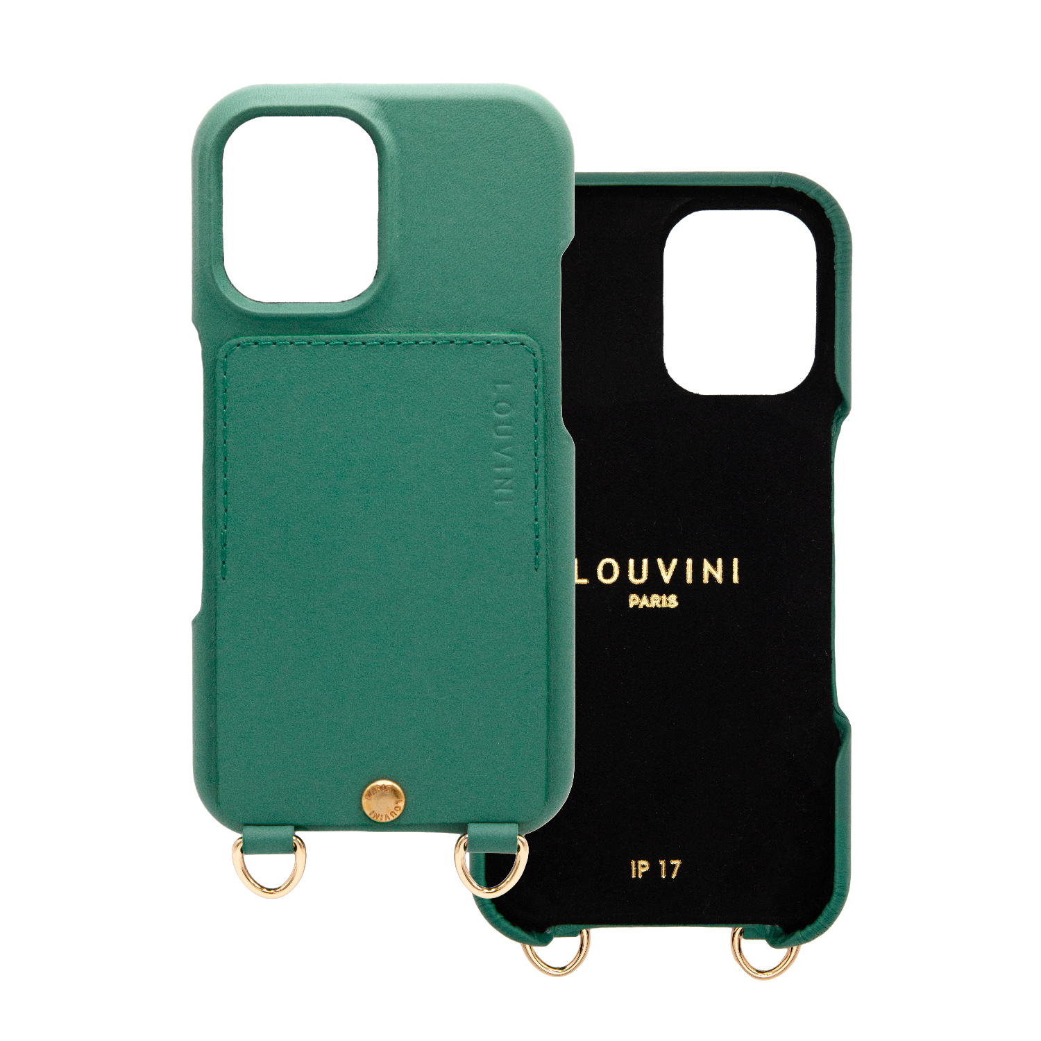 iPhone Leather Case with wallet and loops LOU - Emerald