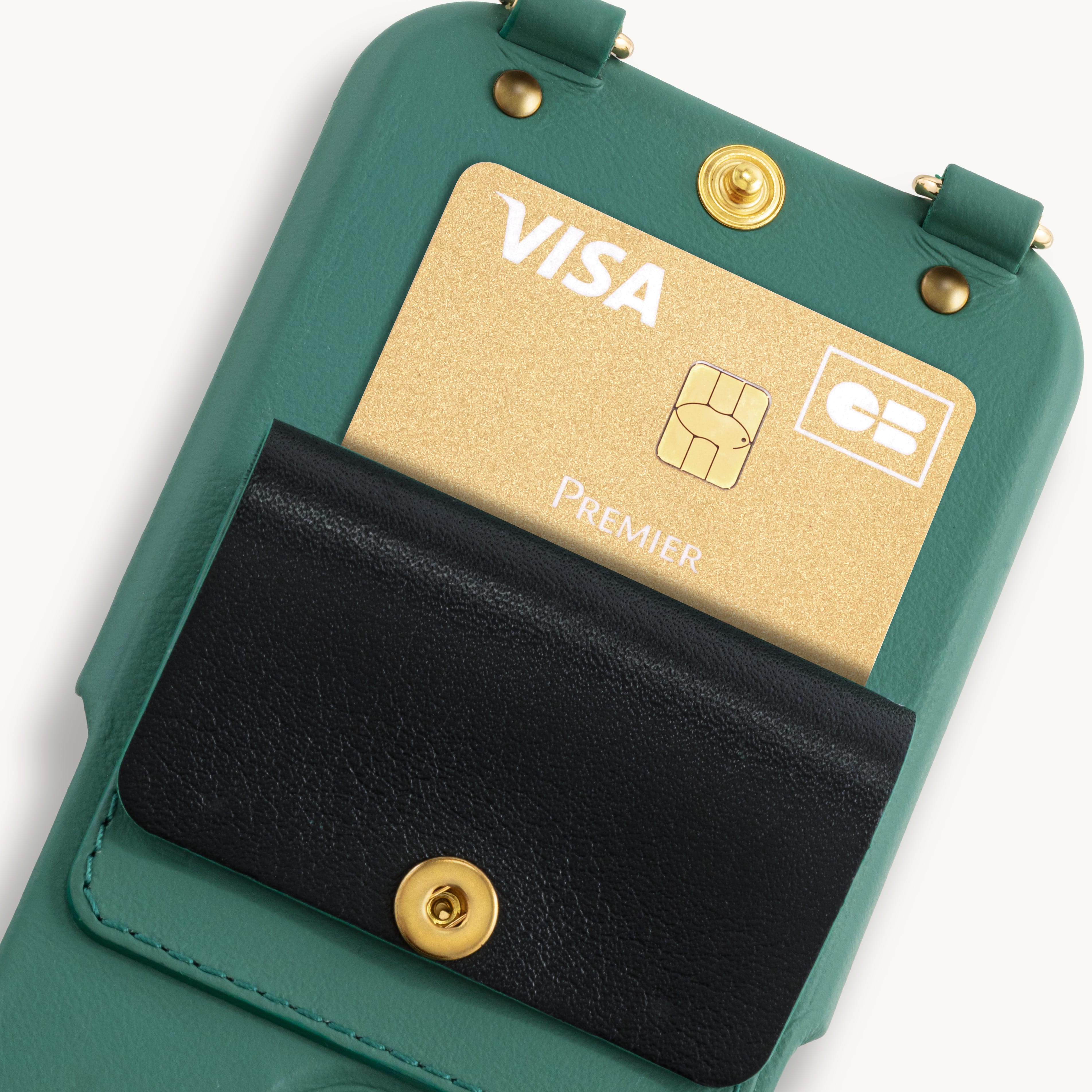 iPhone Leather Case with wallet and loops LOU - Emerald