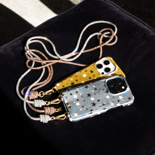 iPhone Leather Card Holder Case with Rings LOU - Gold Stars