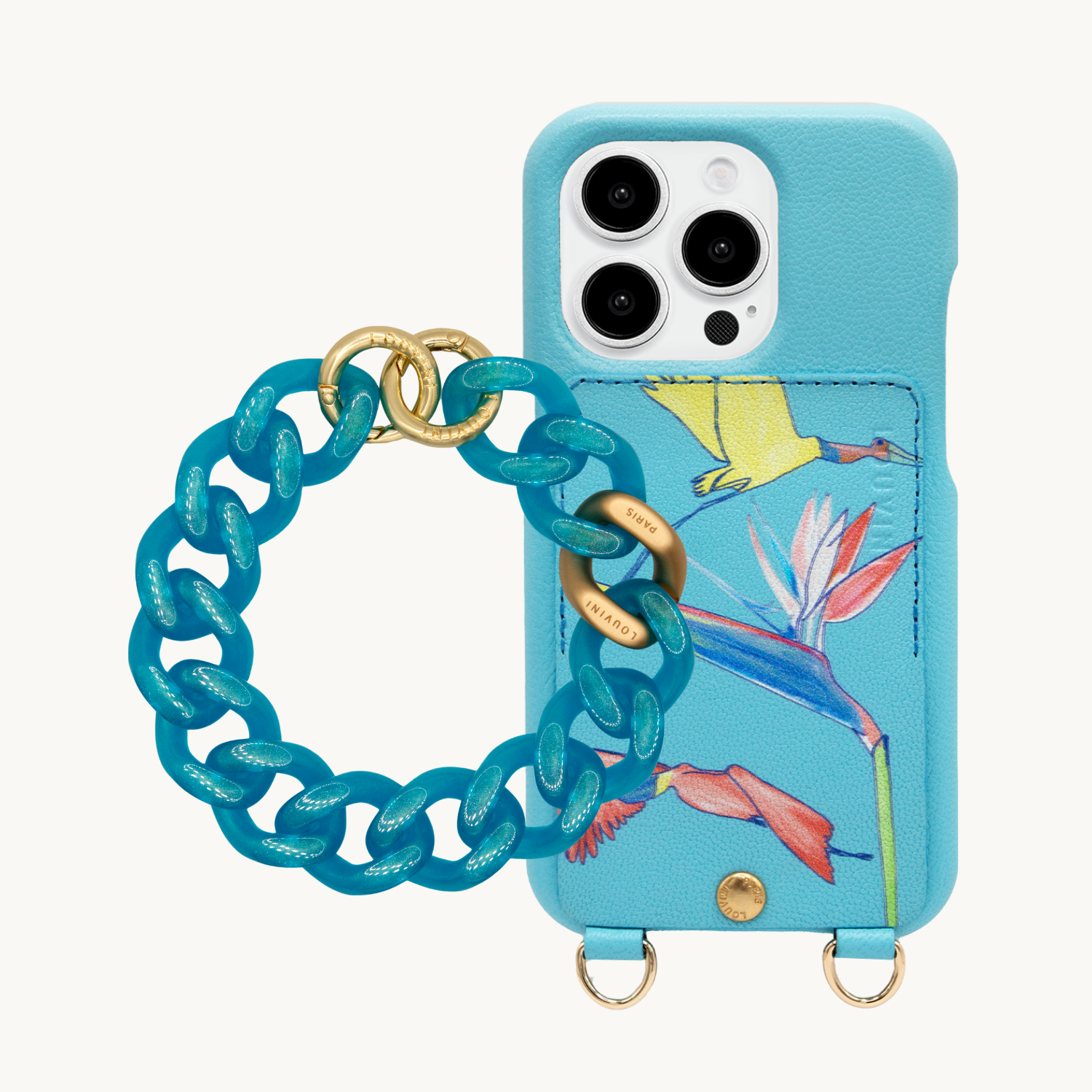 ensemble coque de téléphone avec étui en cuir bleu et bracelet bleu