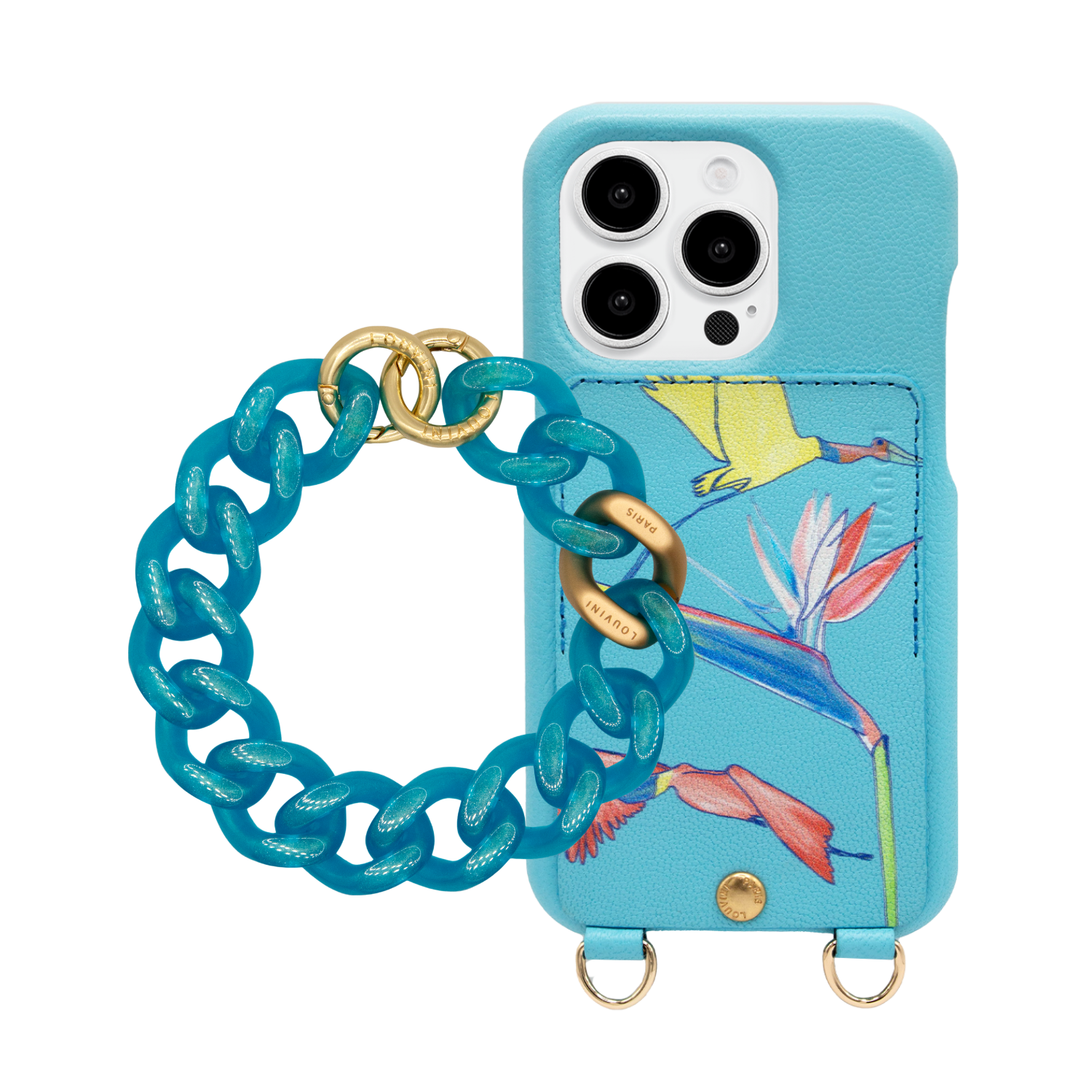 ensemble coque de téléphone avec étui en cuir bleu et bracelet bleu