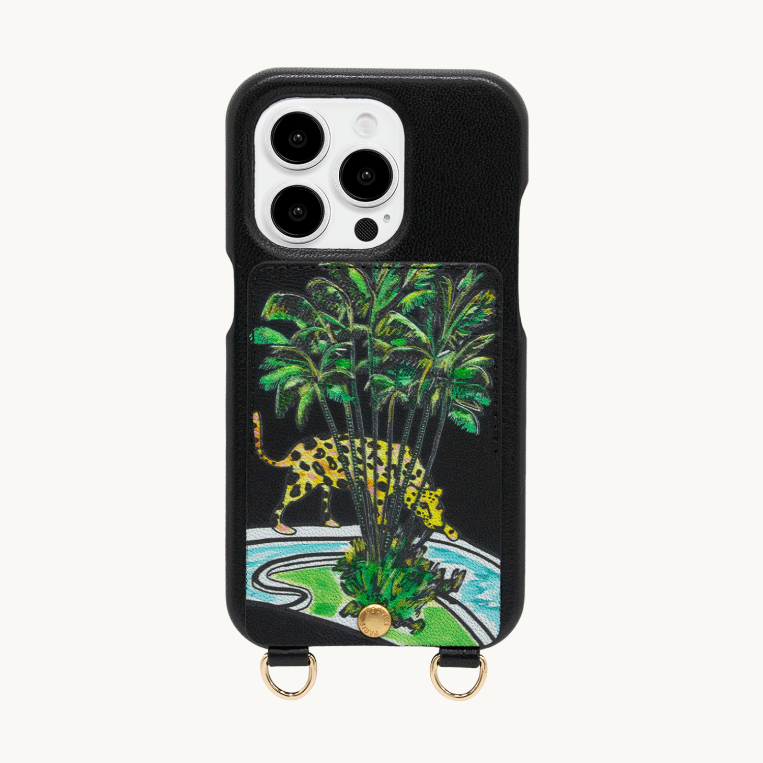 coque de téléphone avec étui en cuir noir