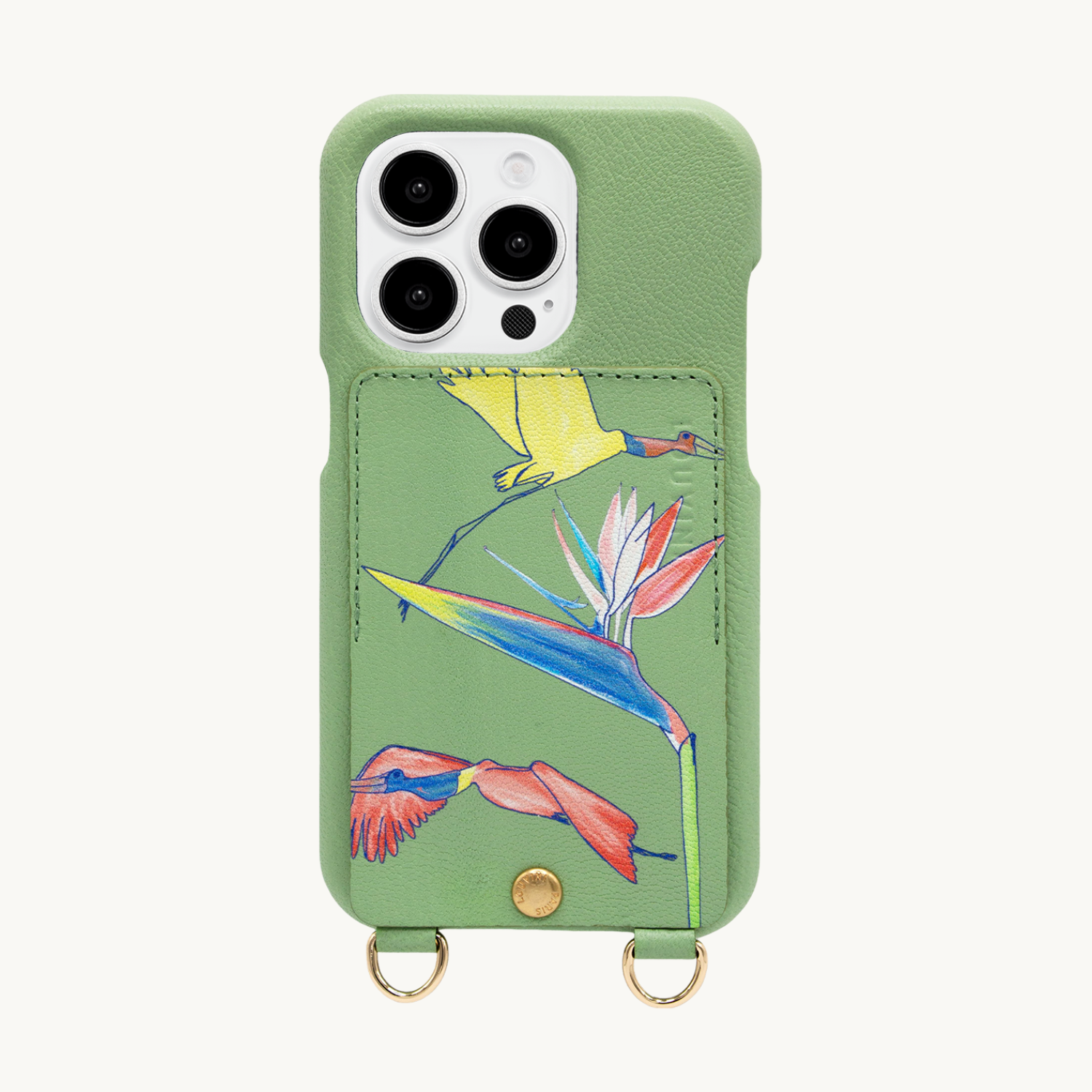 coque de téléphone avec étui en cuir vert