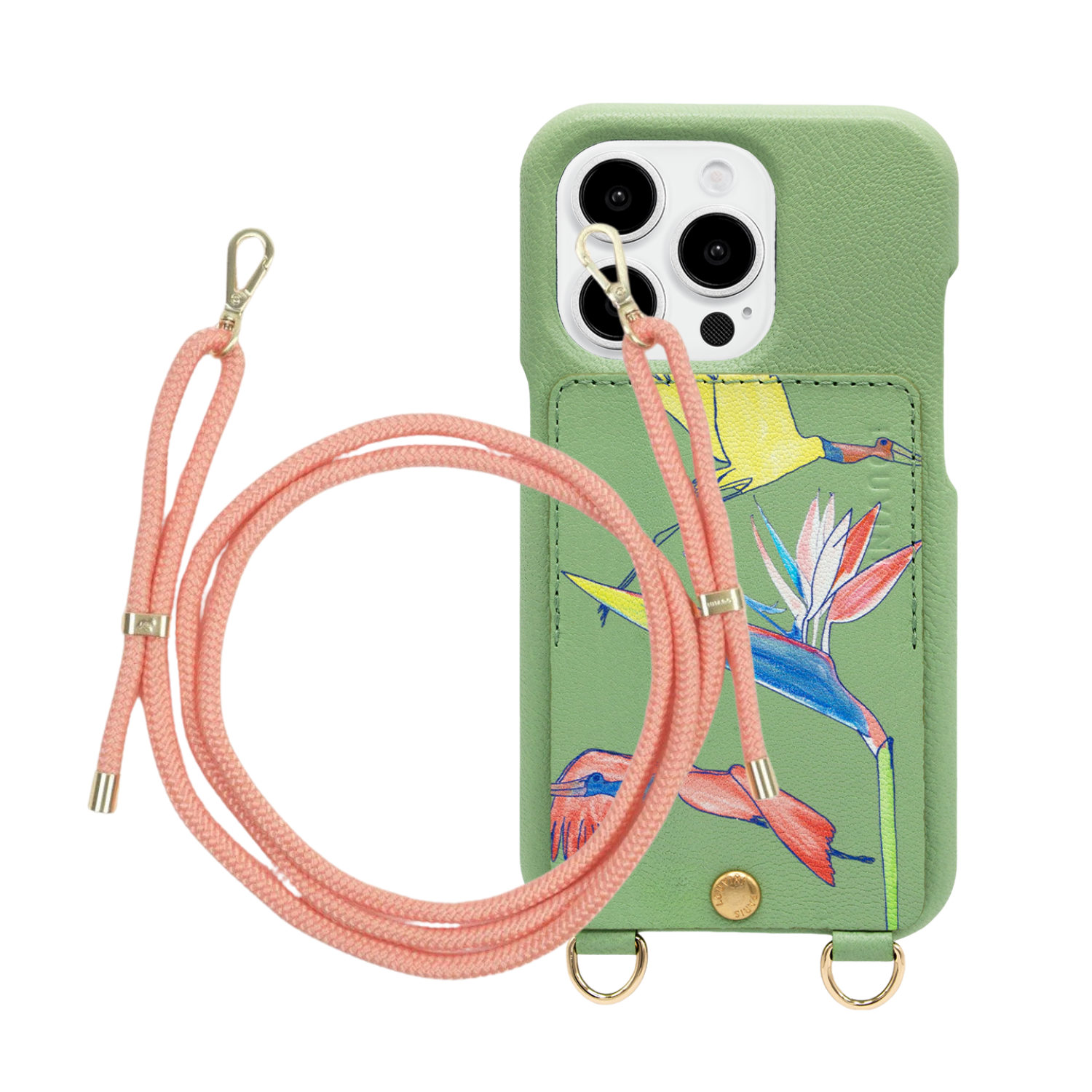 ensemble coque iPhone avec étui en cuir et cordon de téléphone