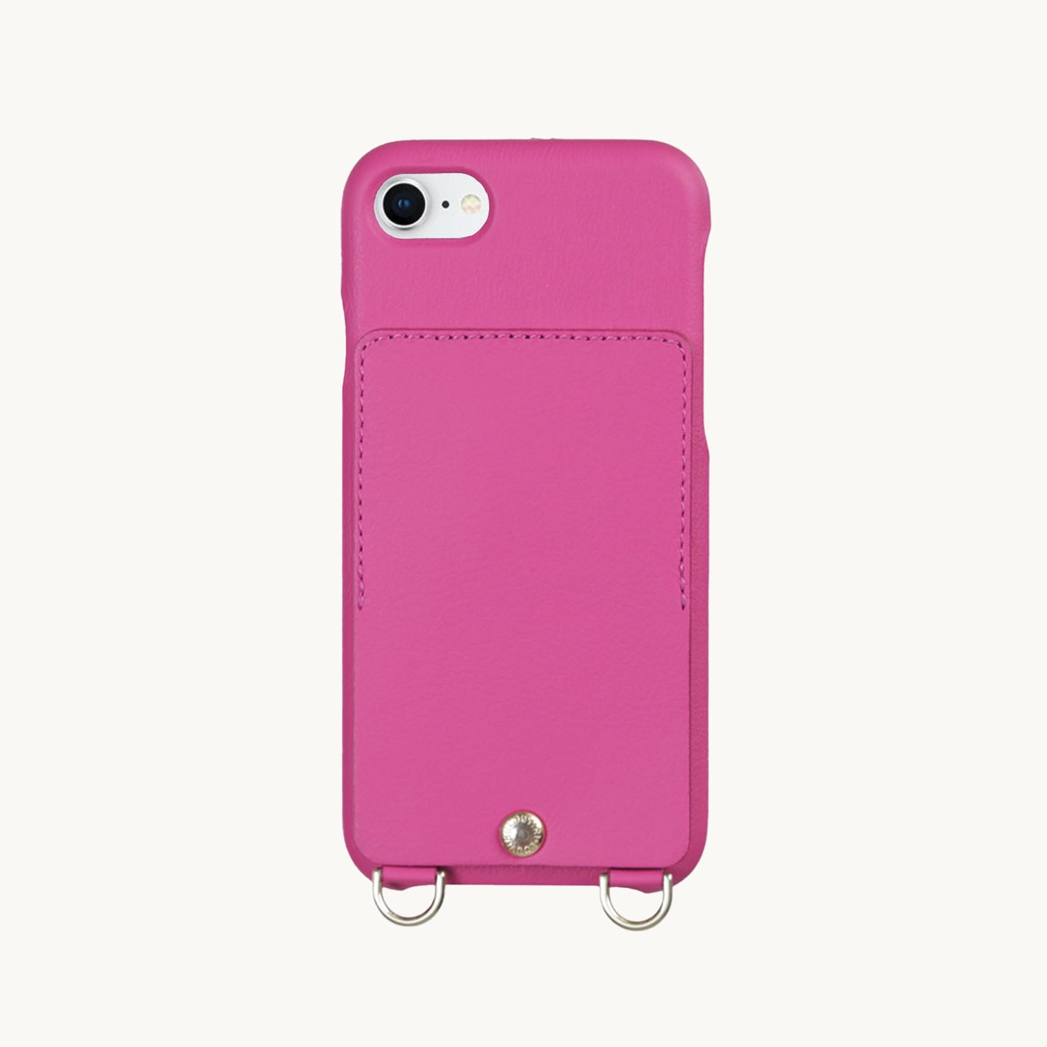 Leather iPhone case with wallet and loops LOU - Fuchsia