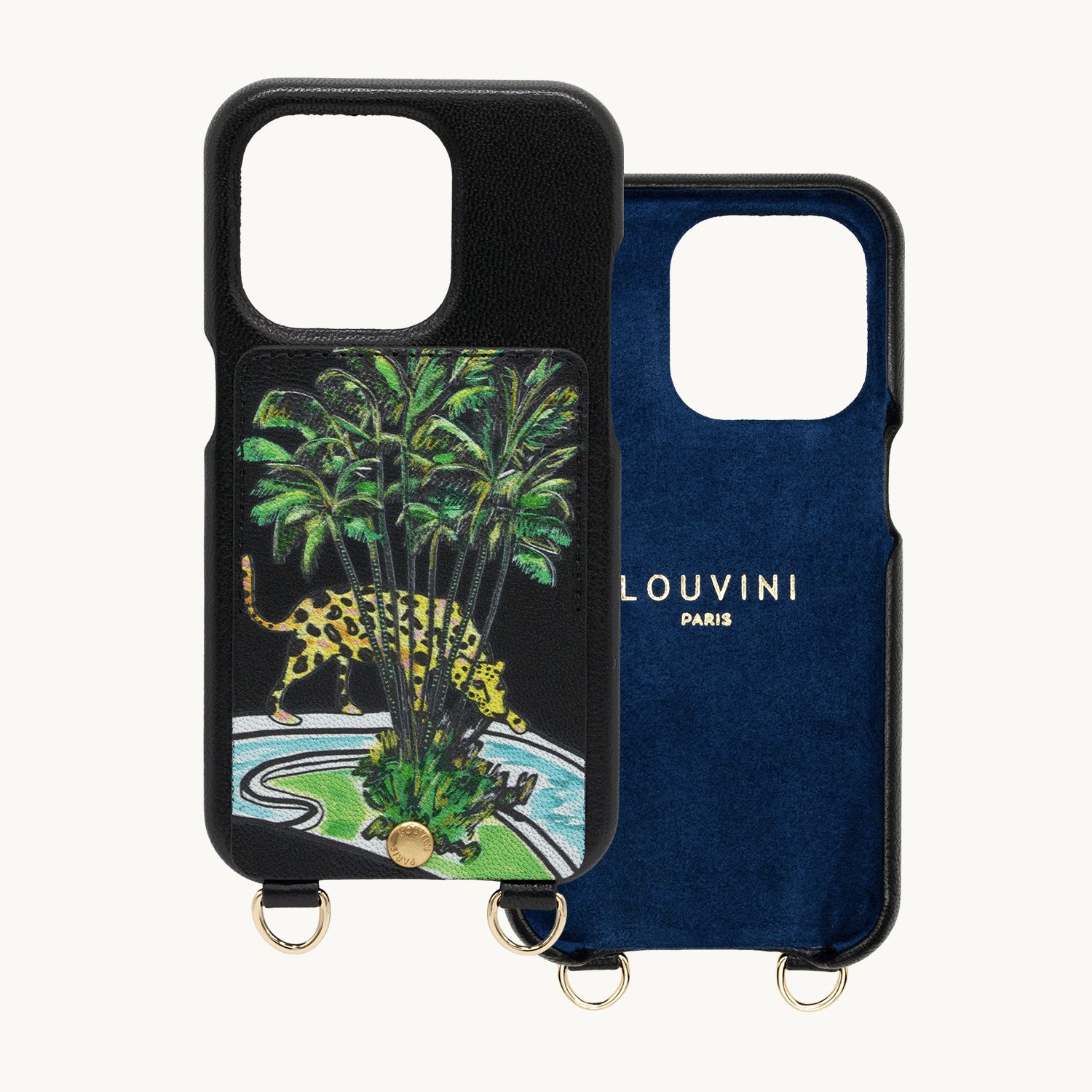 coque de téléphone avec étui en cuir noir