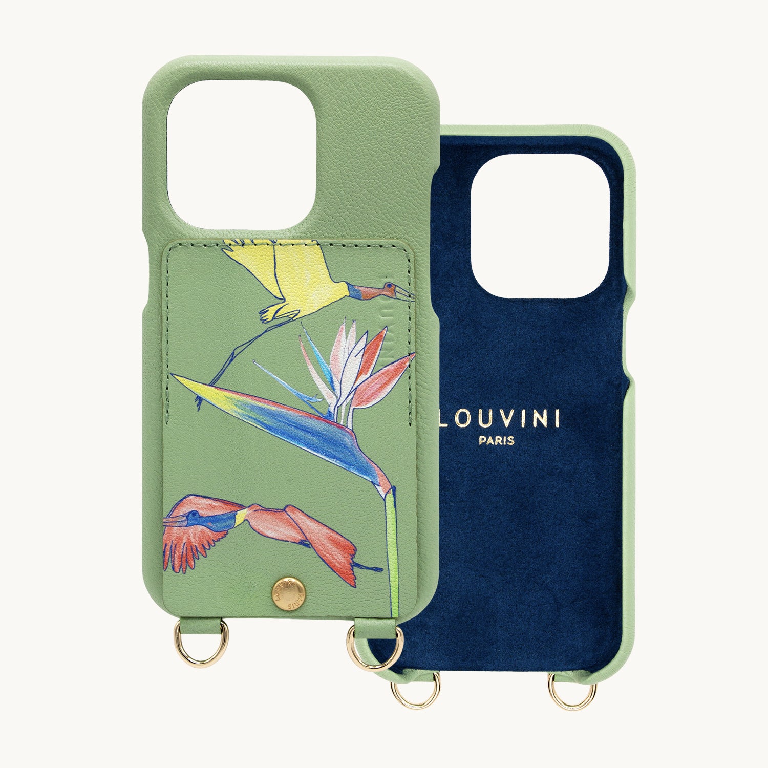 coque de téléphone avec étui en cuir vert