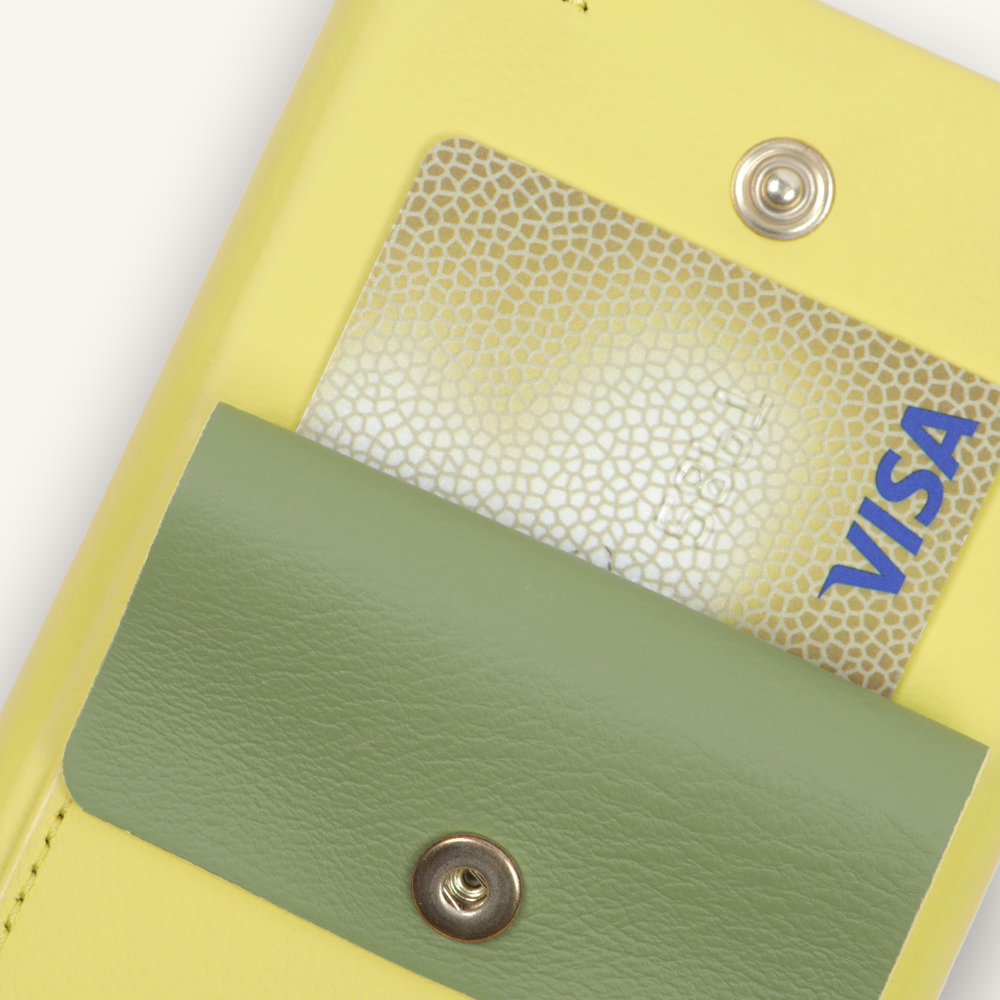 iPhone Leather Case with wallet and loops LOU - YELLOW