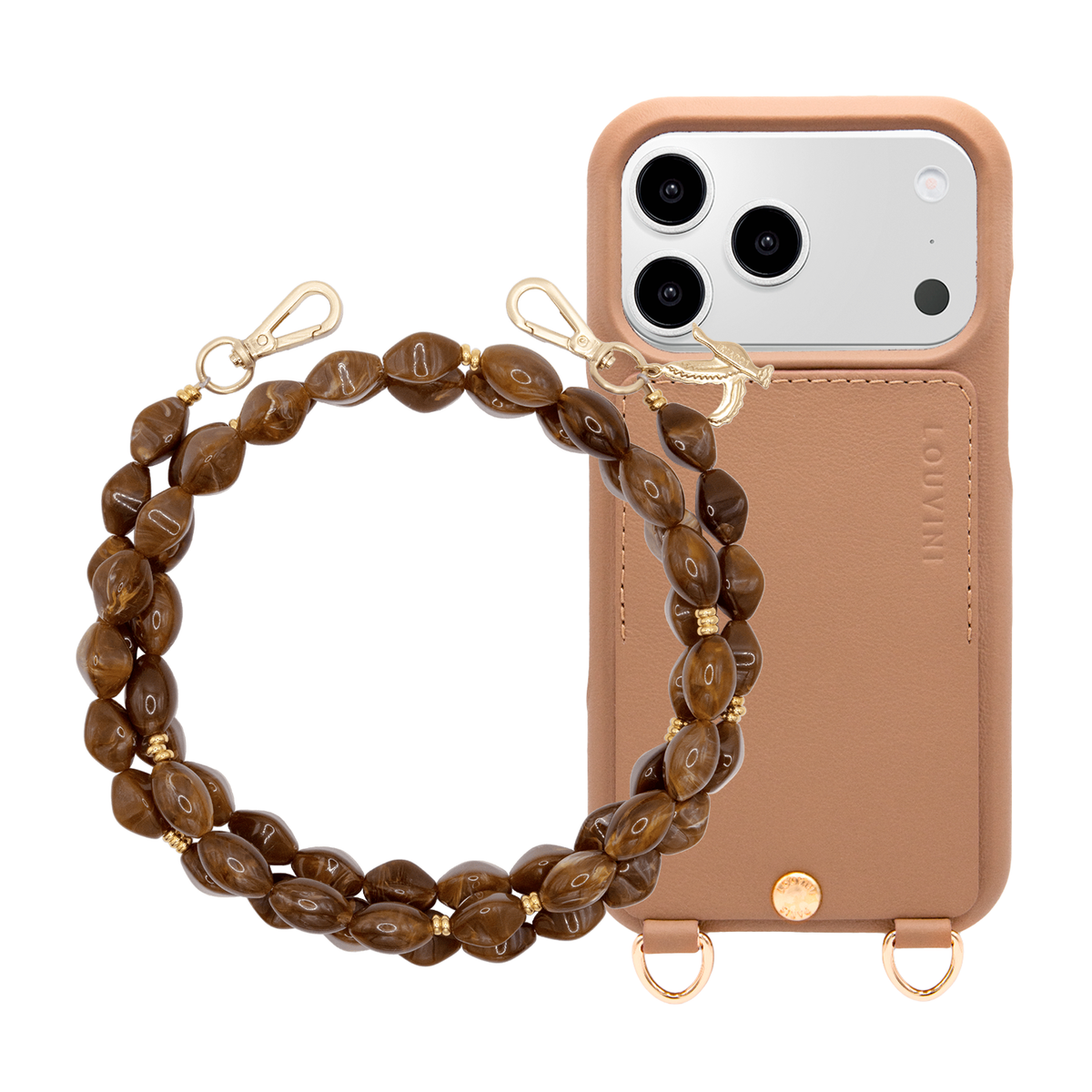 LOU Camel iPhone Case & Chain RITA Brown