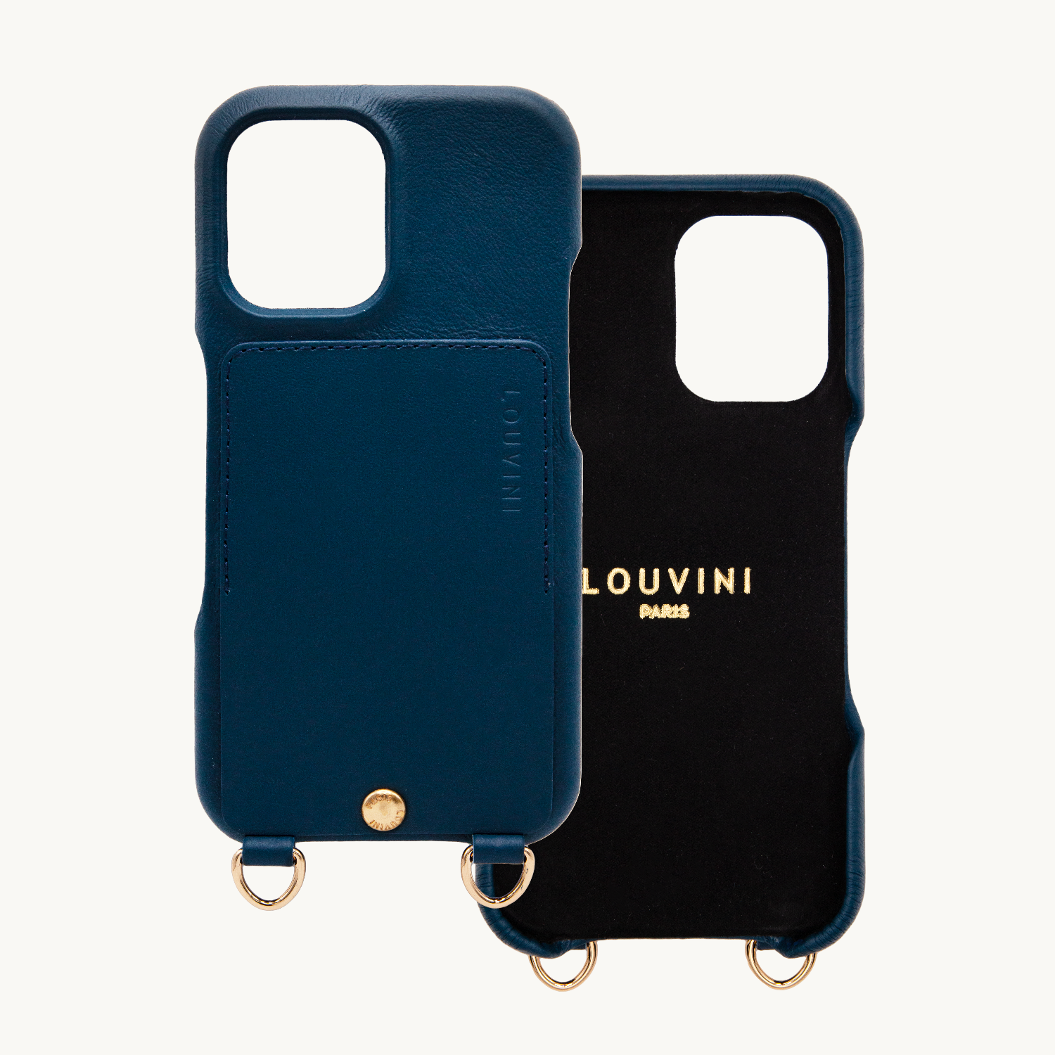 iPhone Leather Case with wallet and loops LOU - NAVY