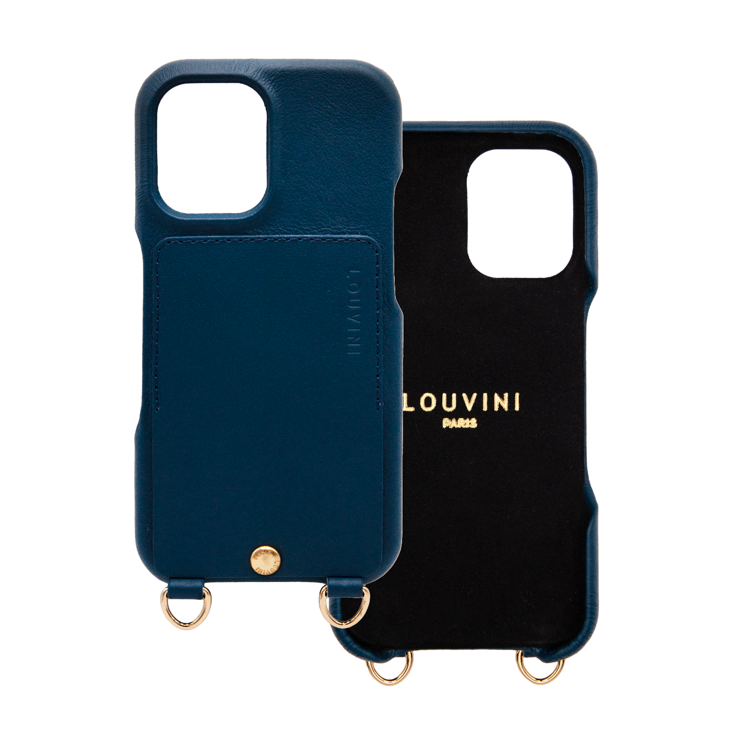iPhone Leather Case with wallet and loops LOU - NAVY