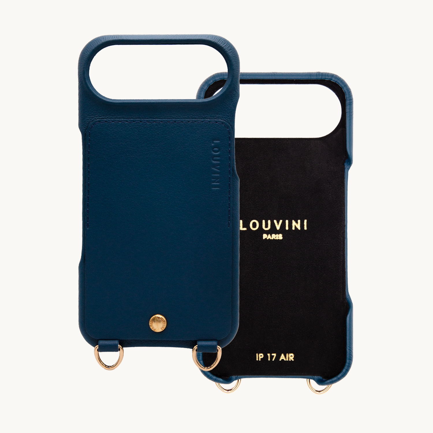 iPhone Leather Case with wallet and loops LOU - NAVY