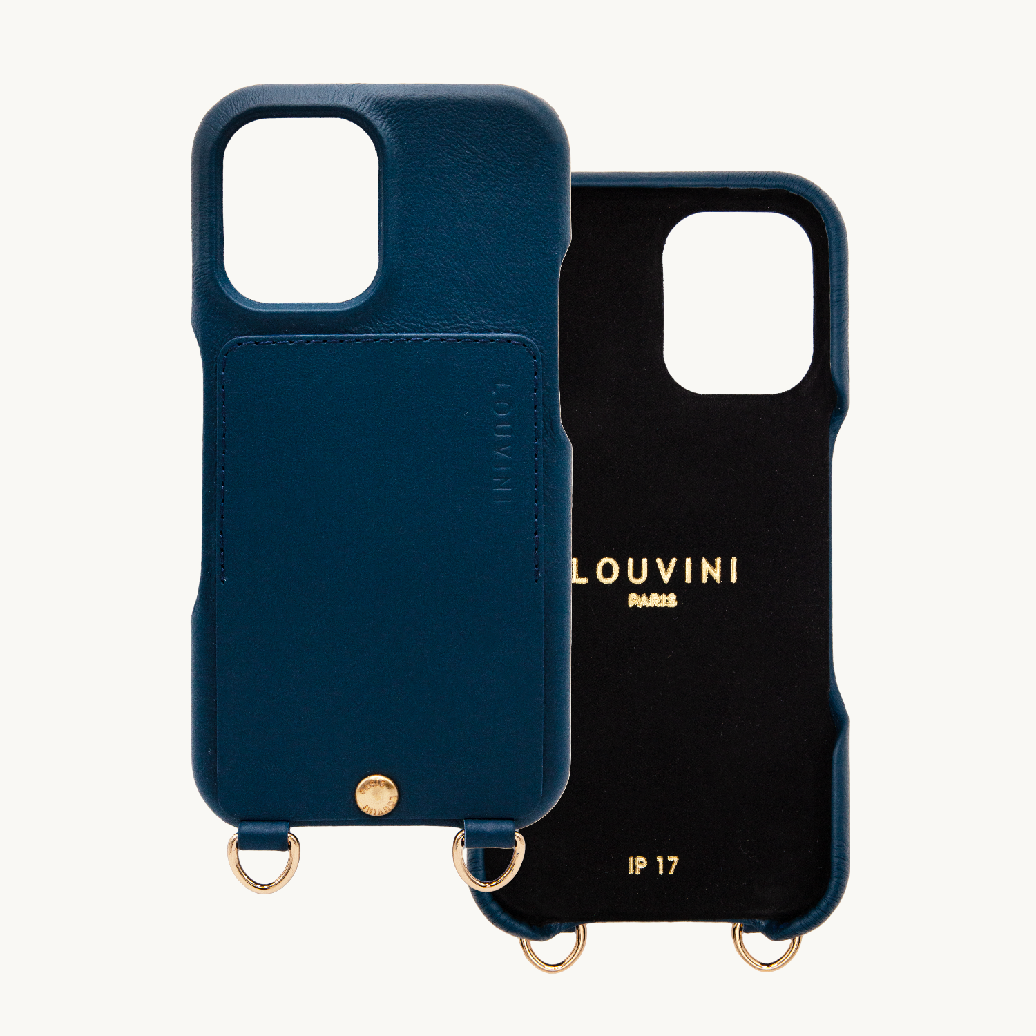iPhone Leather Case with wallet and loops LOU - NAVY