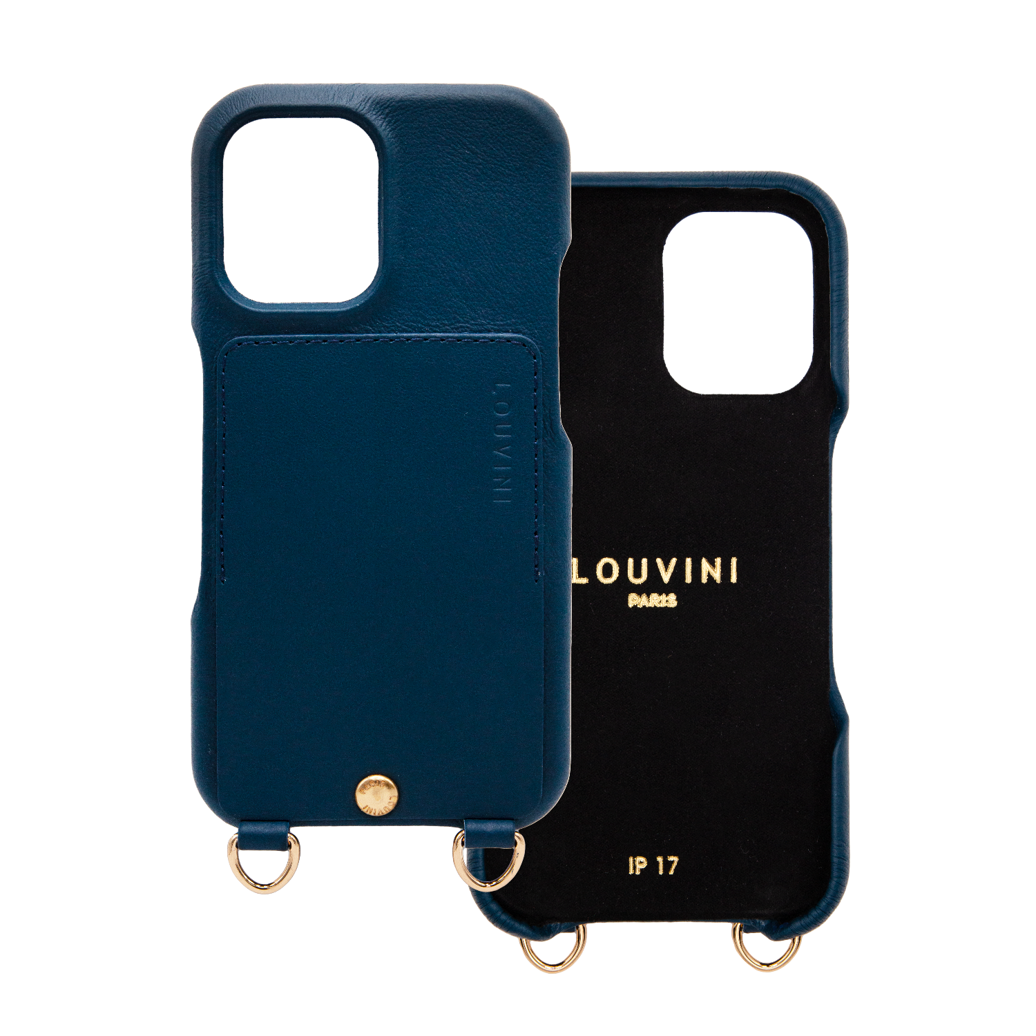 iPhone Leather Case with wallet and loops LOU - NAVY