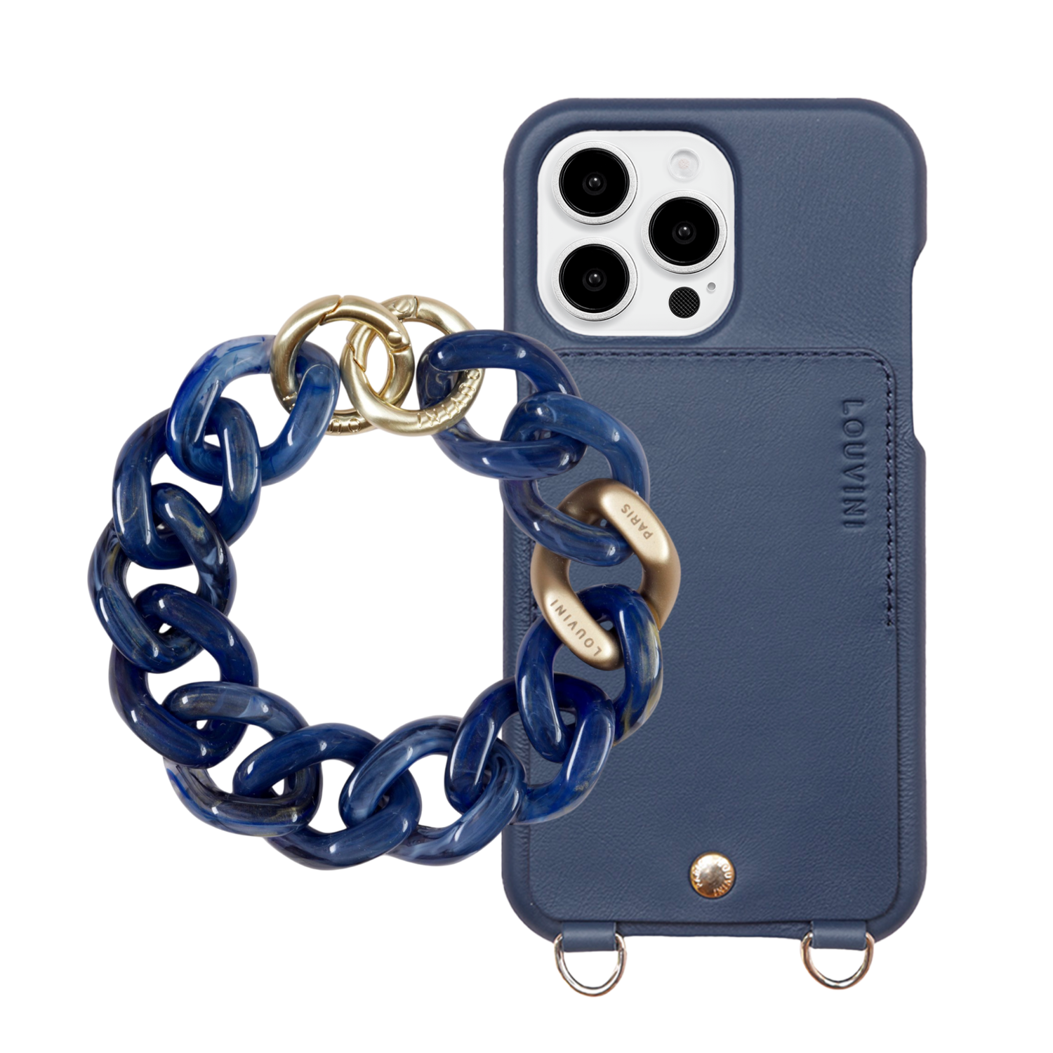 ensemble coque en cuir étui marine avec bracelet marine