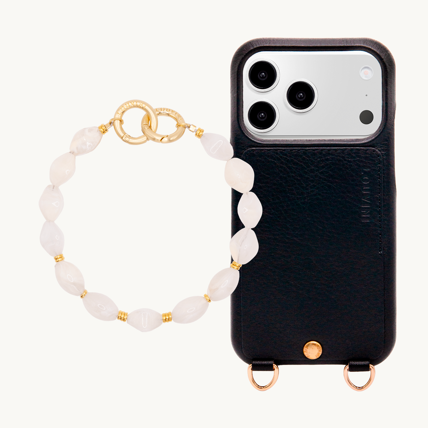 iPhone Case LOU Black & PETIT RITA Beige Bracelet