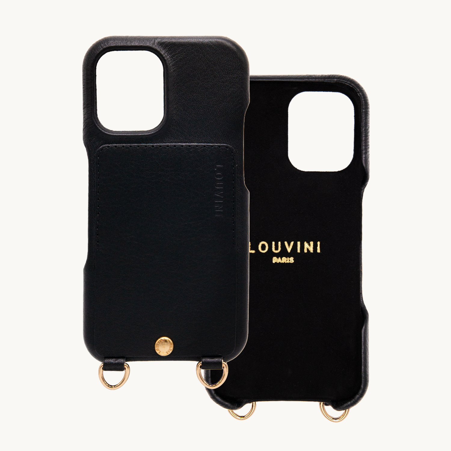 iPhone Leather Case with wallet and loops LOU - Black