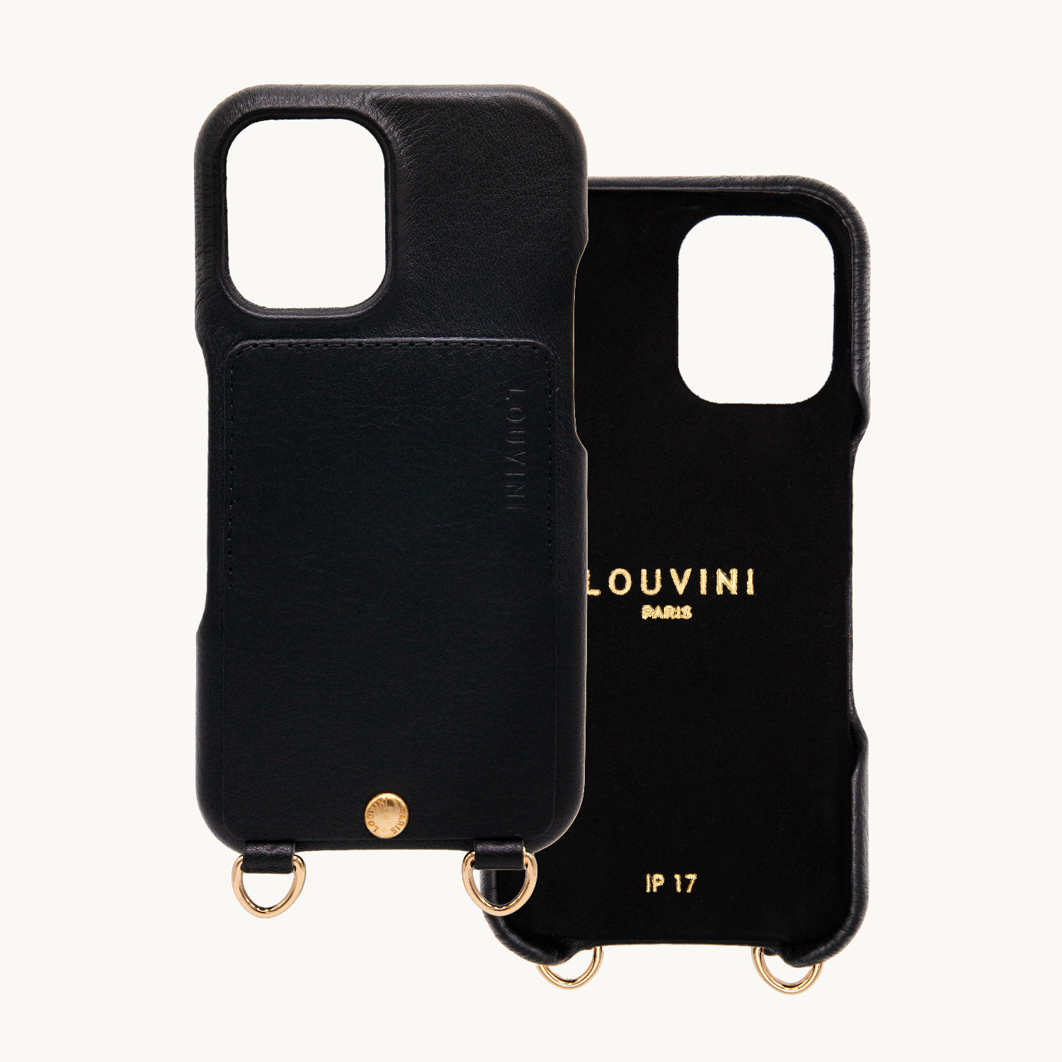 iPhone Leather Case with wallet and loops LOU - Black