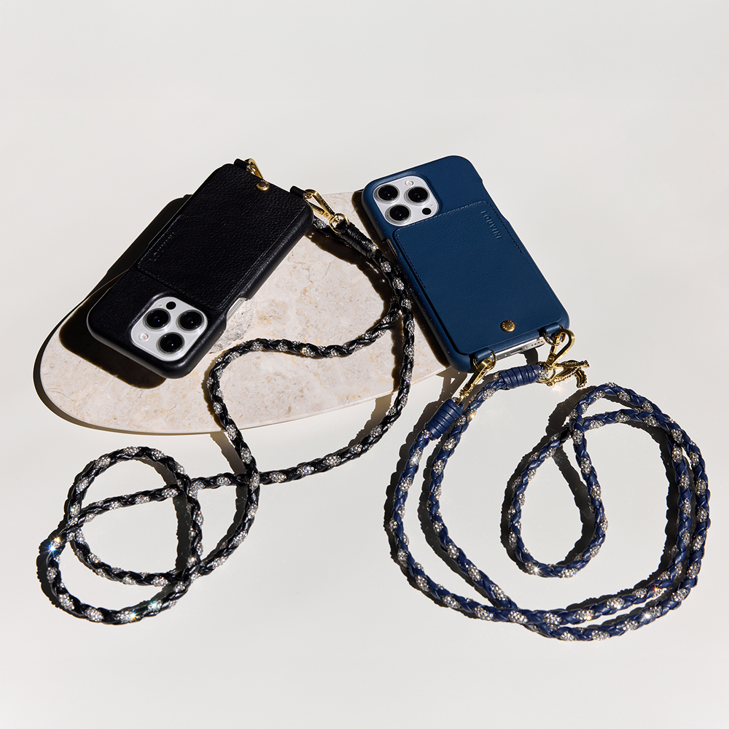 iPhone Leather Case with wallet and loops LOU - NAVY