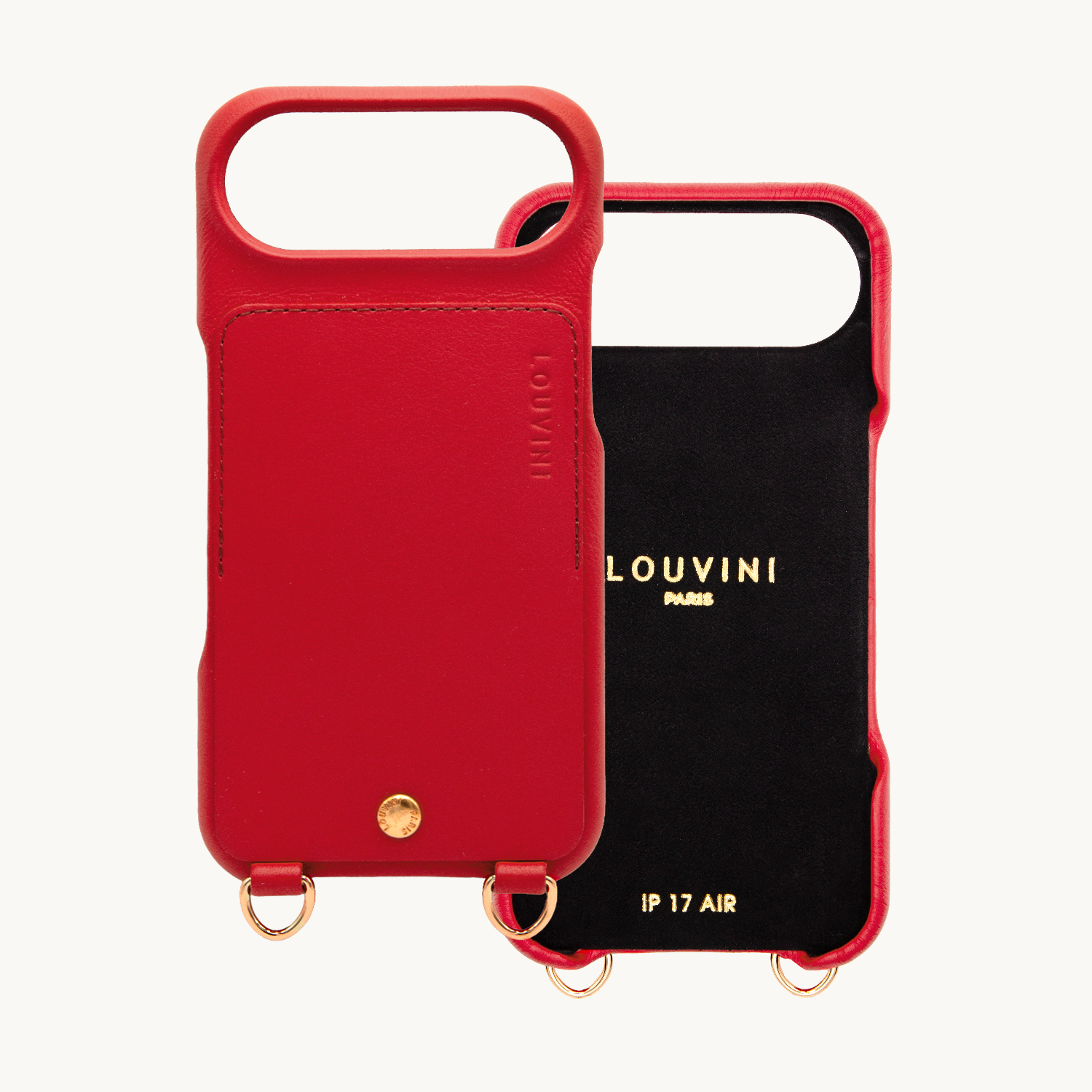 iPhone Leather Case with wallet and loops LOU - Red