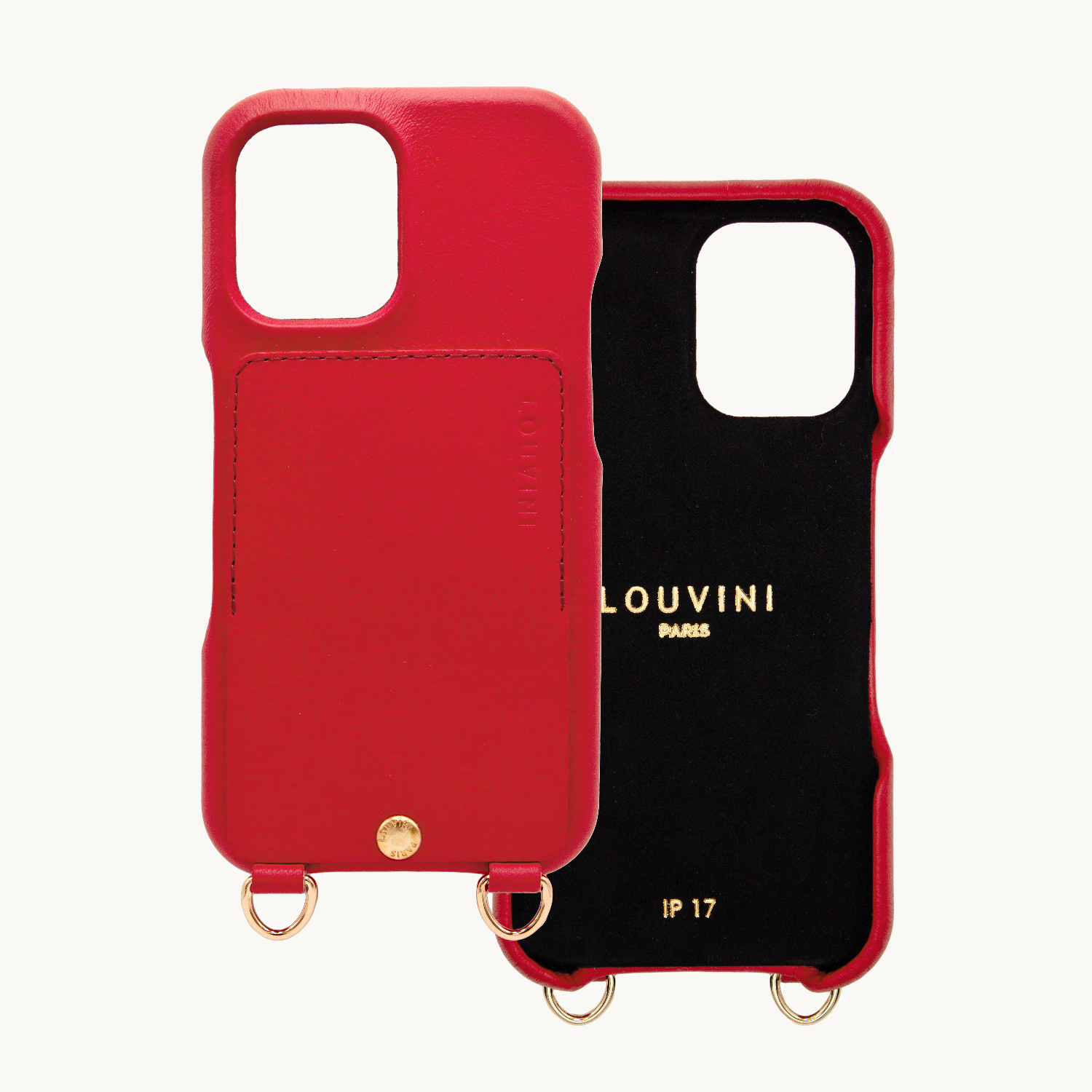 iPhone Leather Case with wallet and loops LOU - Red