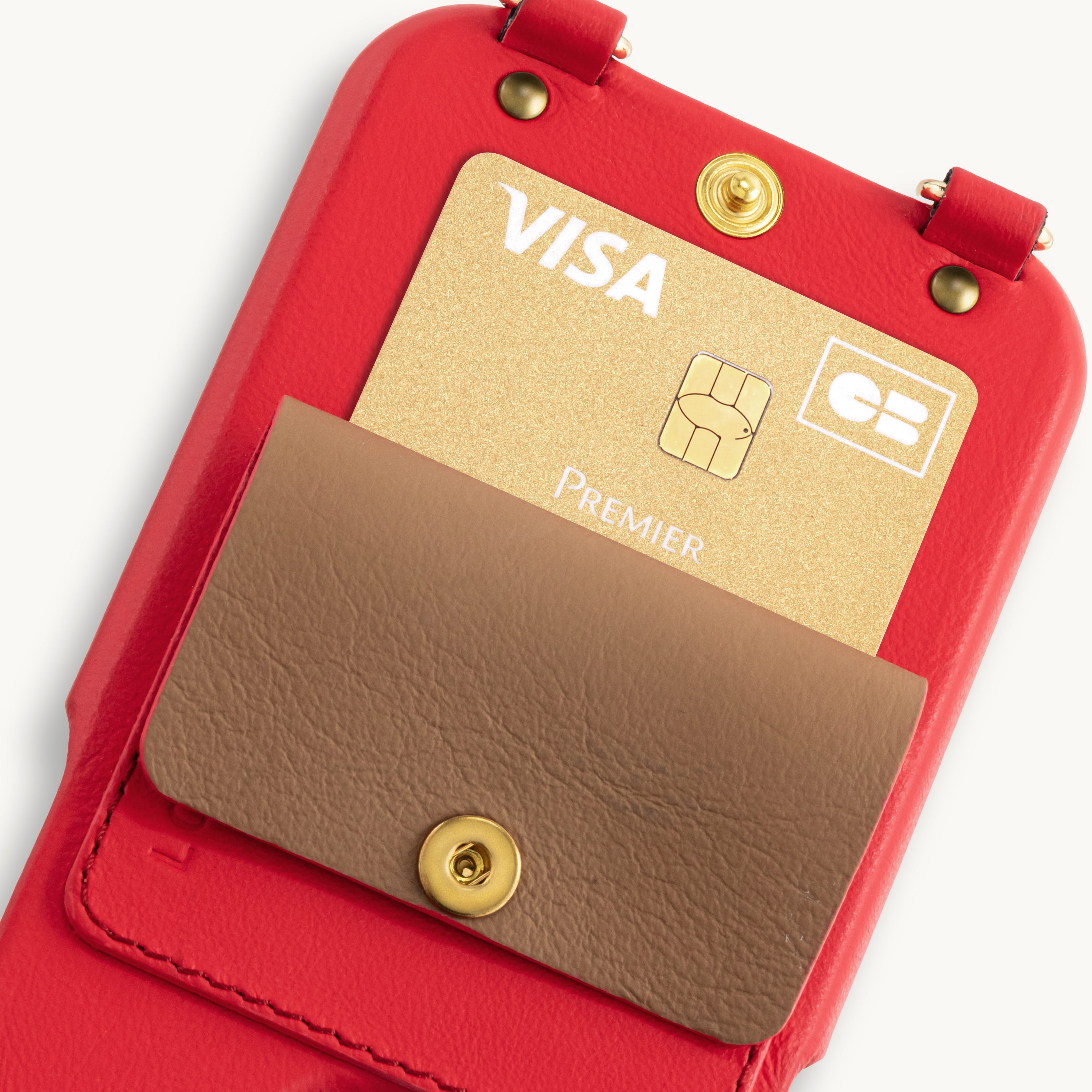 iPhone Leather Case with wallet and loops LOU - Red