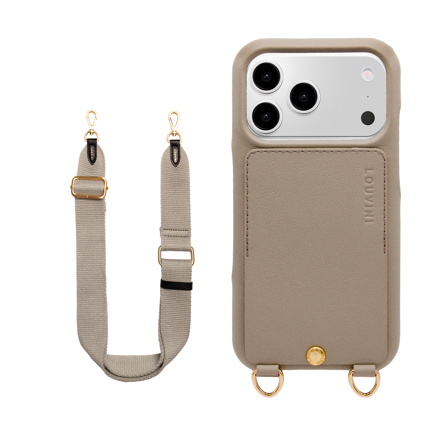 LOU Taupe iPhone case & OLYMPE Taupe strap