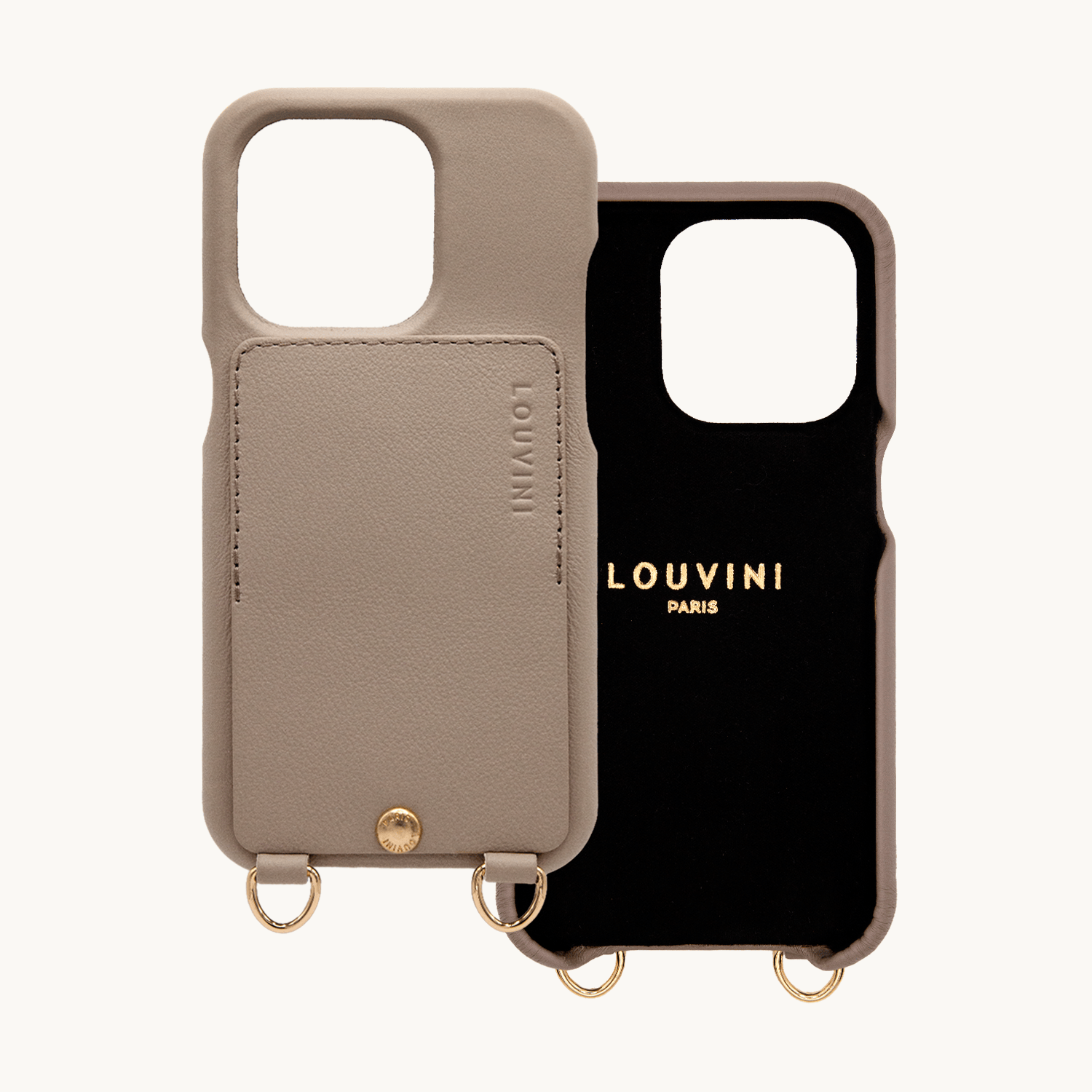 iPhone Leather Case with wallet and loops LOU - Taupe