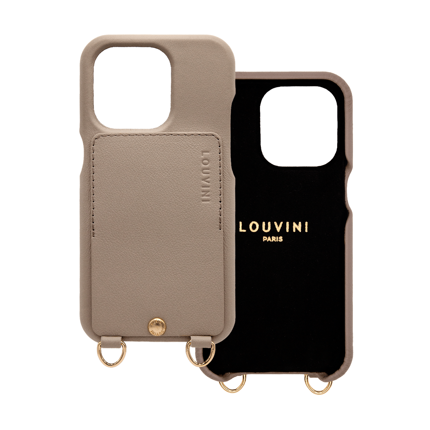 iPhone Leather Case with wallet and loops LOU - TAUPE