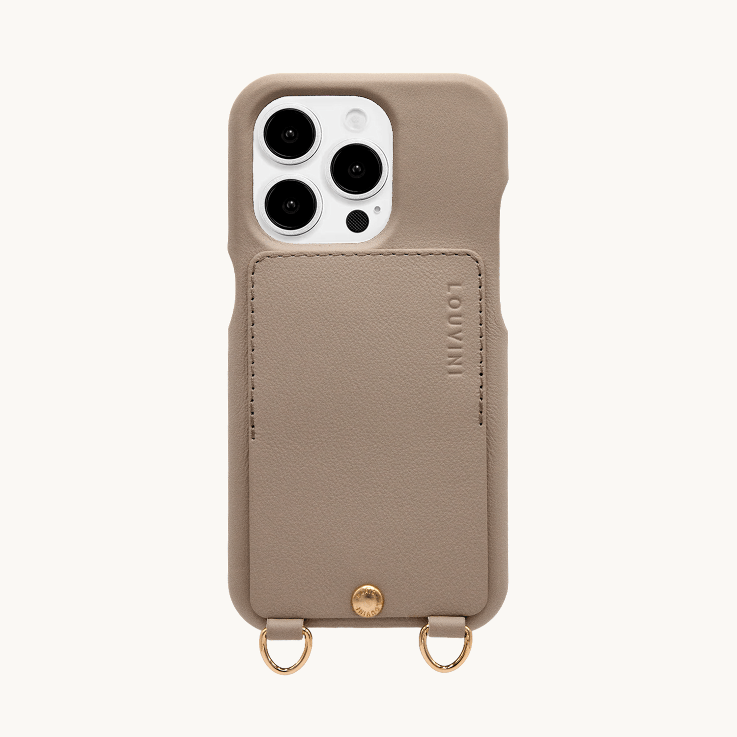 iPhone Leather Case with wallet and loops LOU - TAUPE