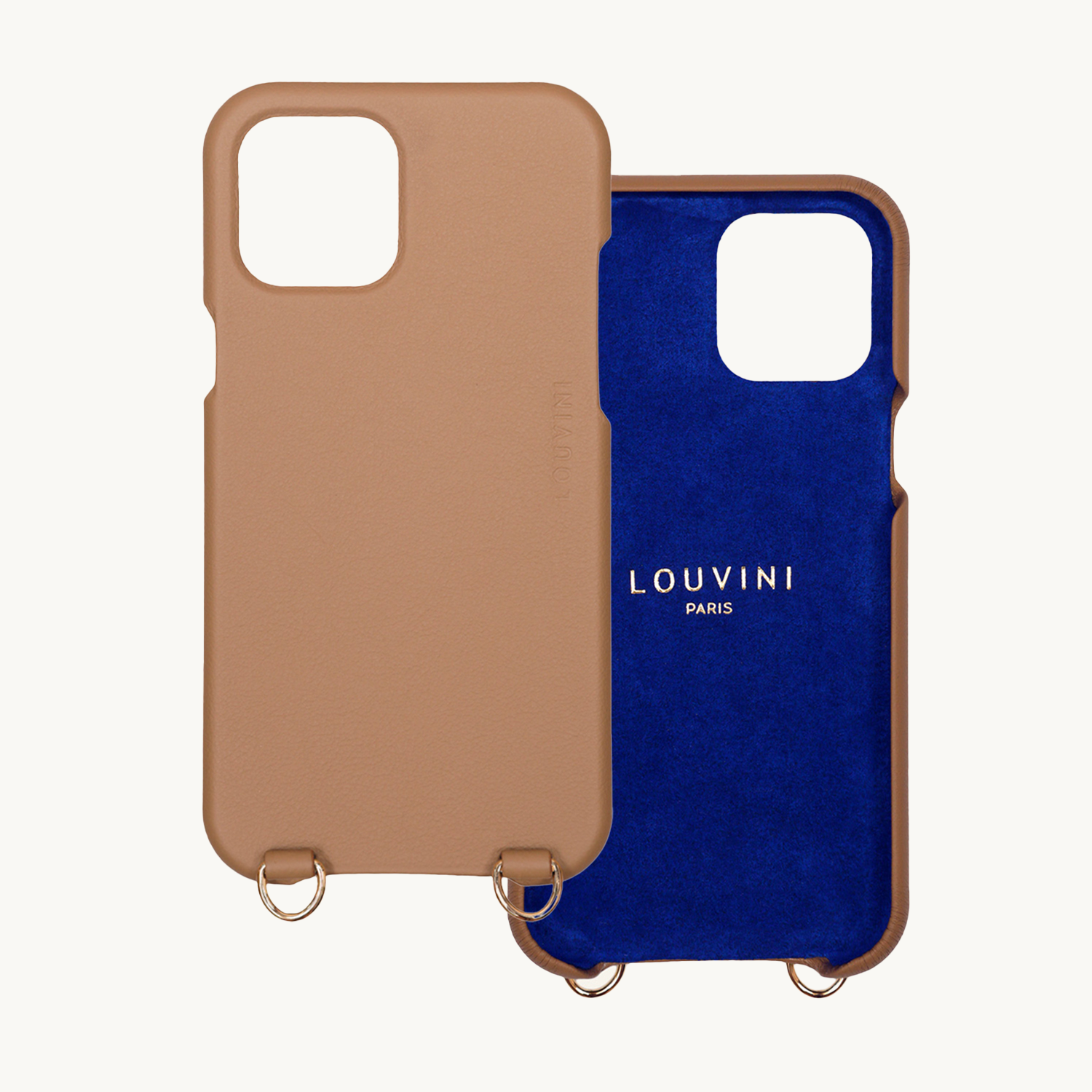 Coque iPhone MagSafe cuir avec anneaux MAX camel
