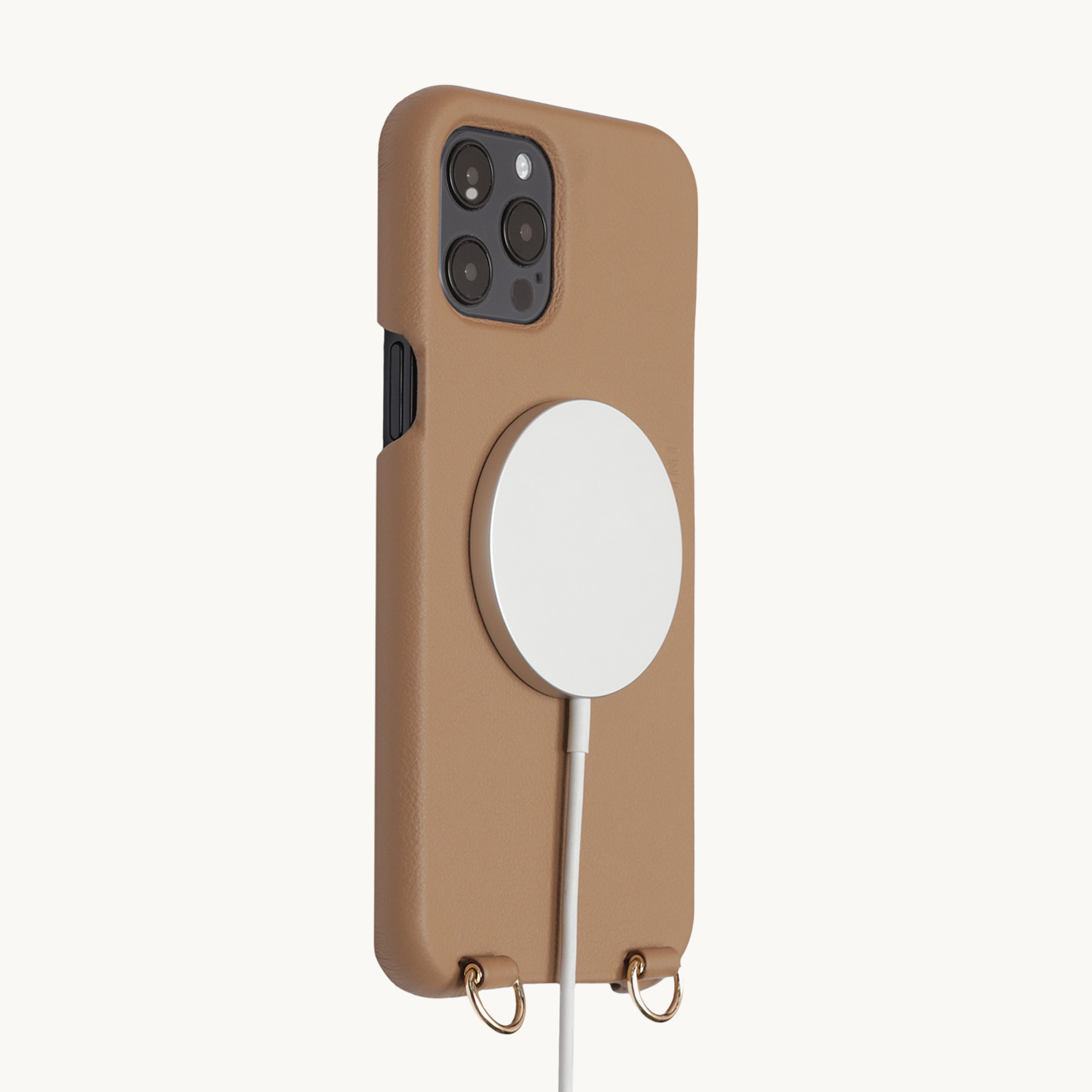 Coque iPhone MagSafe cuir avec anneaux MAX camel