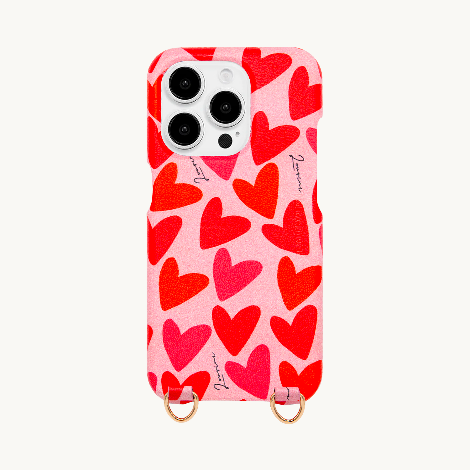 Coque iPhone avec étui en cuir imprimé coeurs