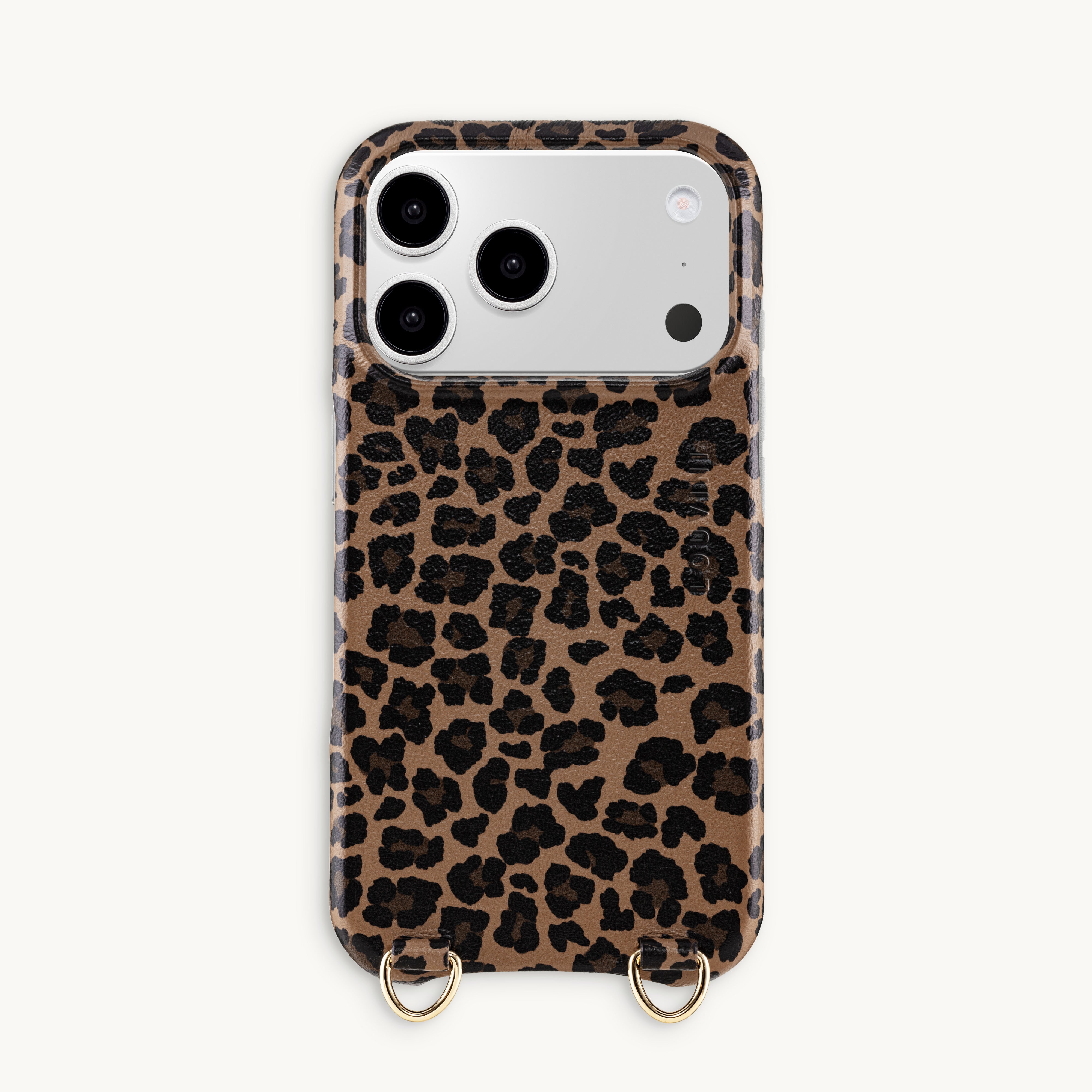 Leather iPhone case with loops and Magsafe MAX - LEOPARD