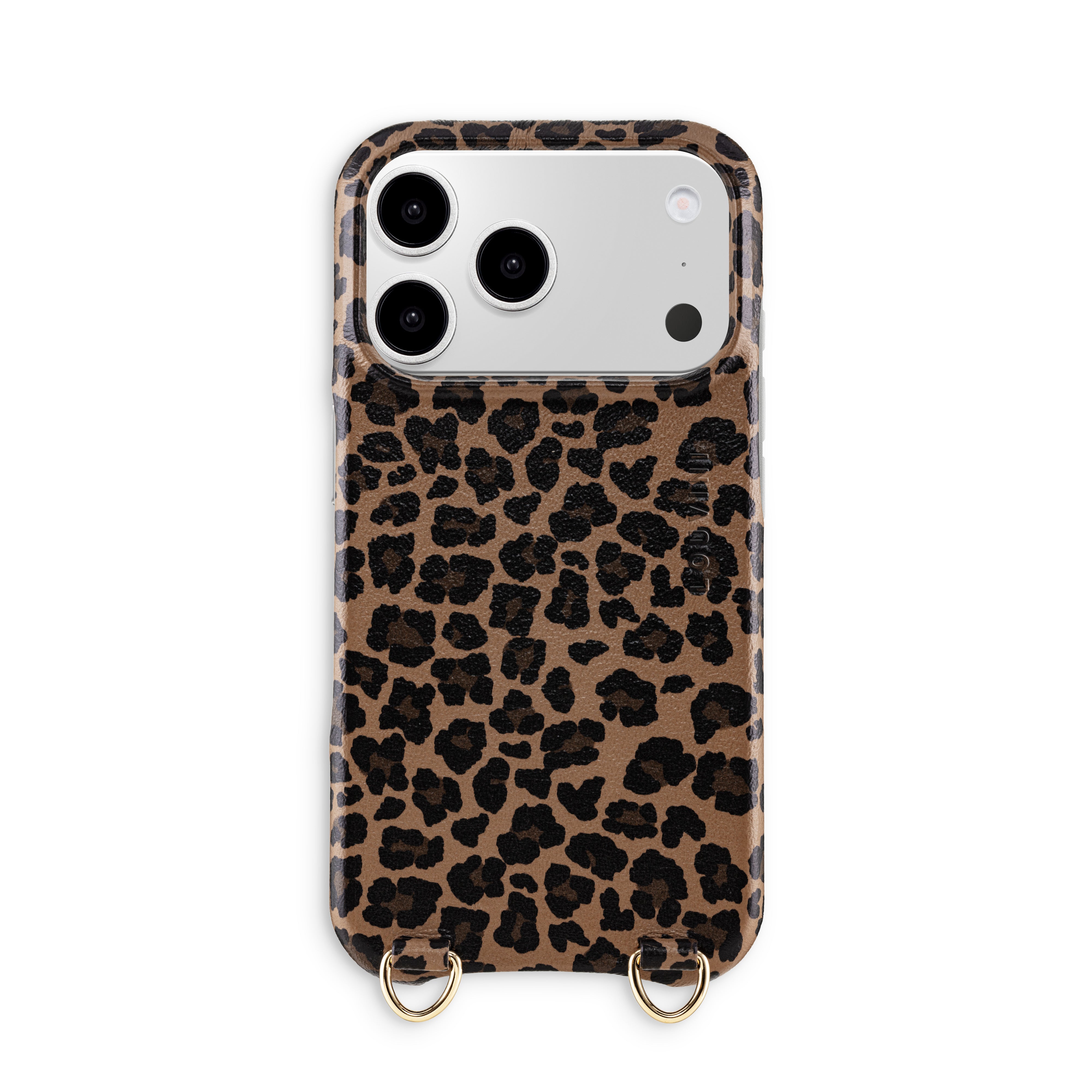 Leather iPhone case with loops and Magsafe MAX - LEOPARD