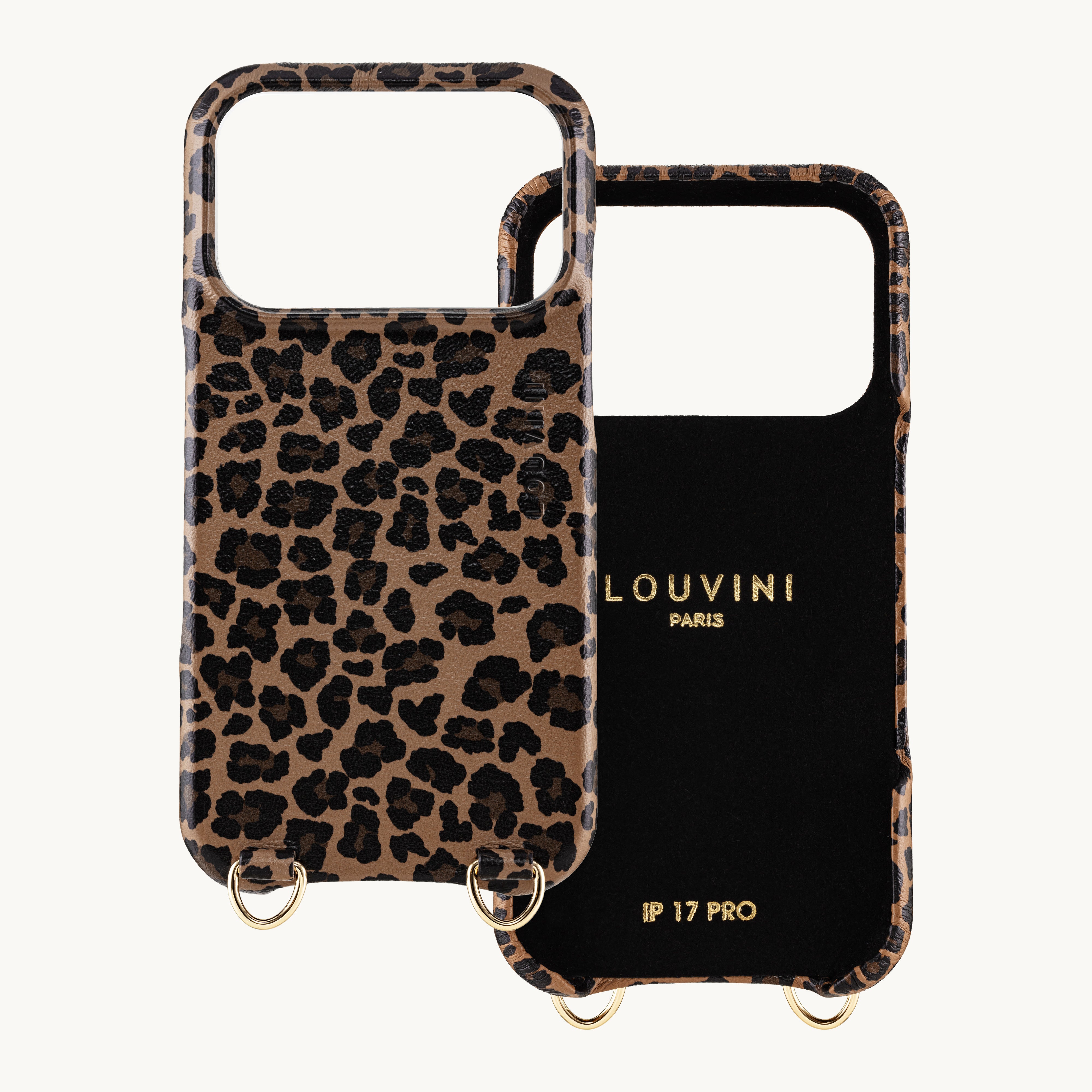 Leather iPhone case with loops and Magsafe MAX - LEOPARD