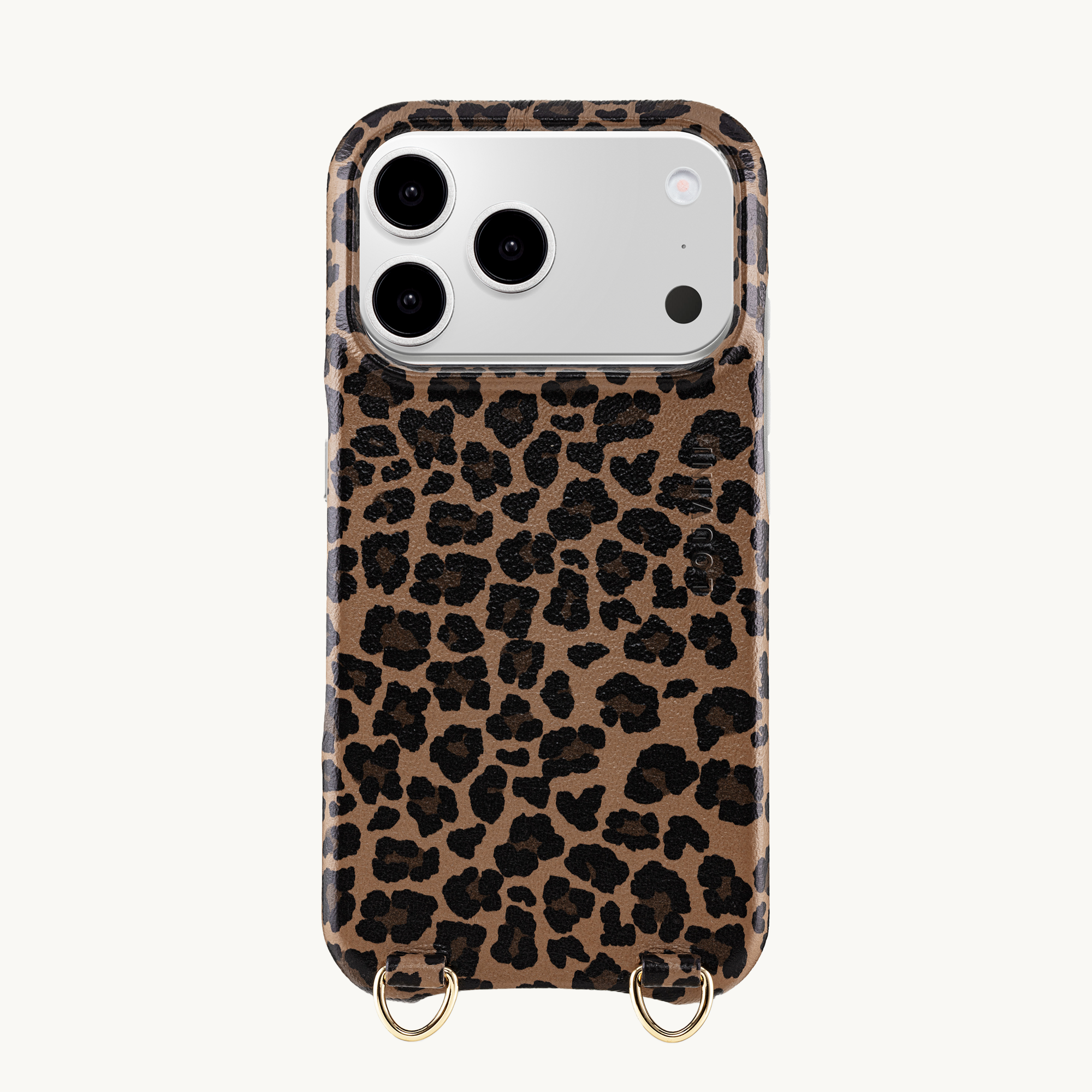 Leather iPhone case with loops and Magsafe MAX - LEOPARD