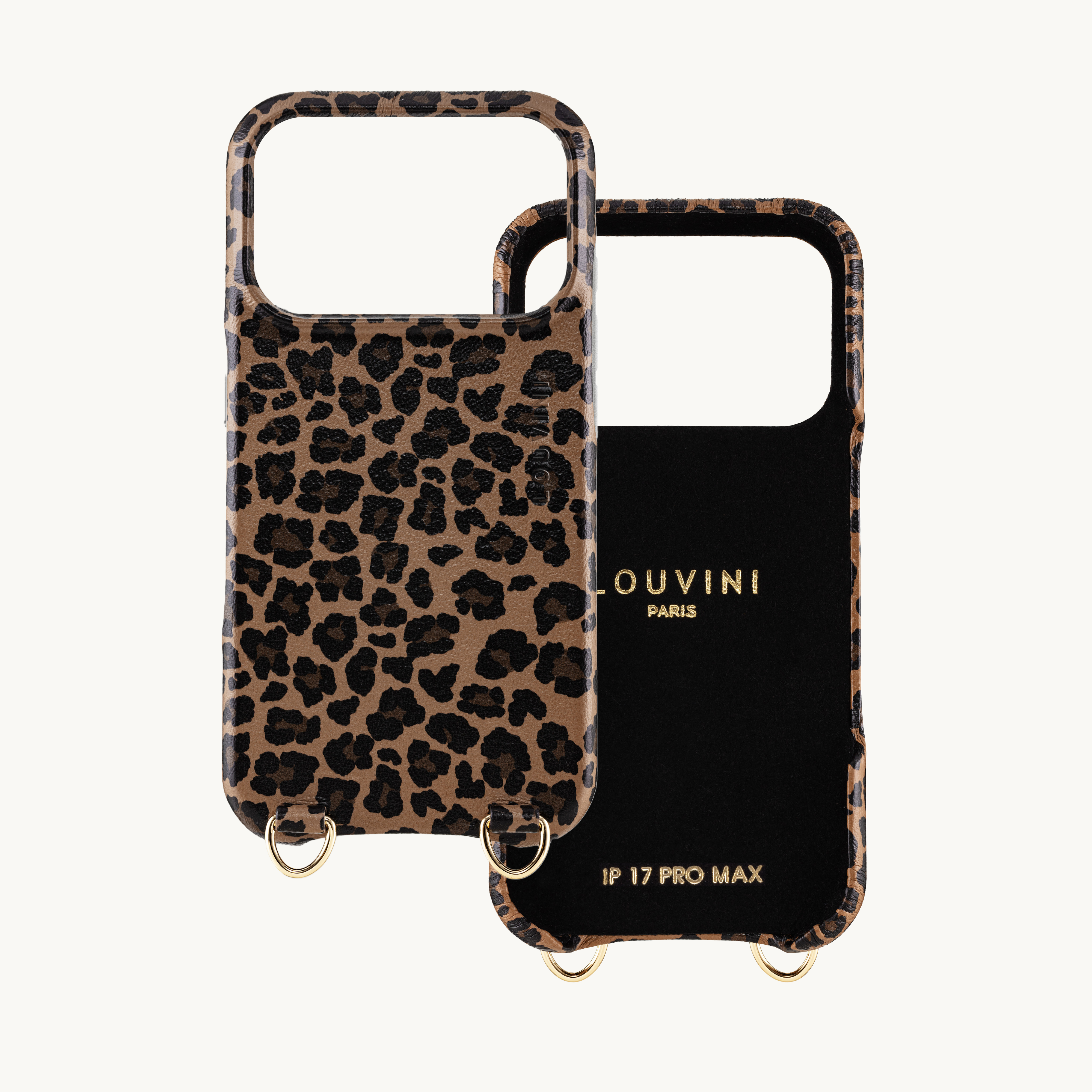 Leather iPhone case with loops and Magsafe MAX - LEOPARD