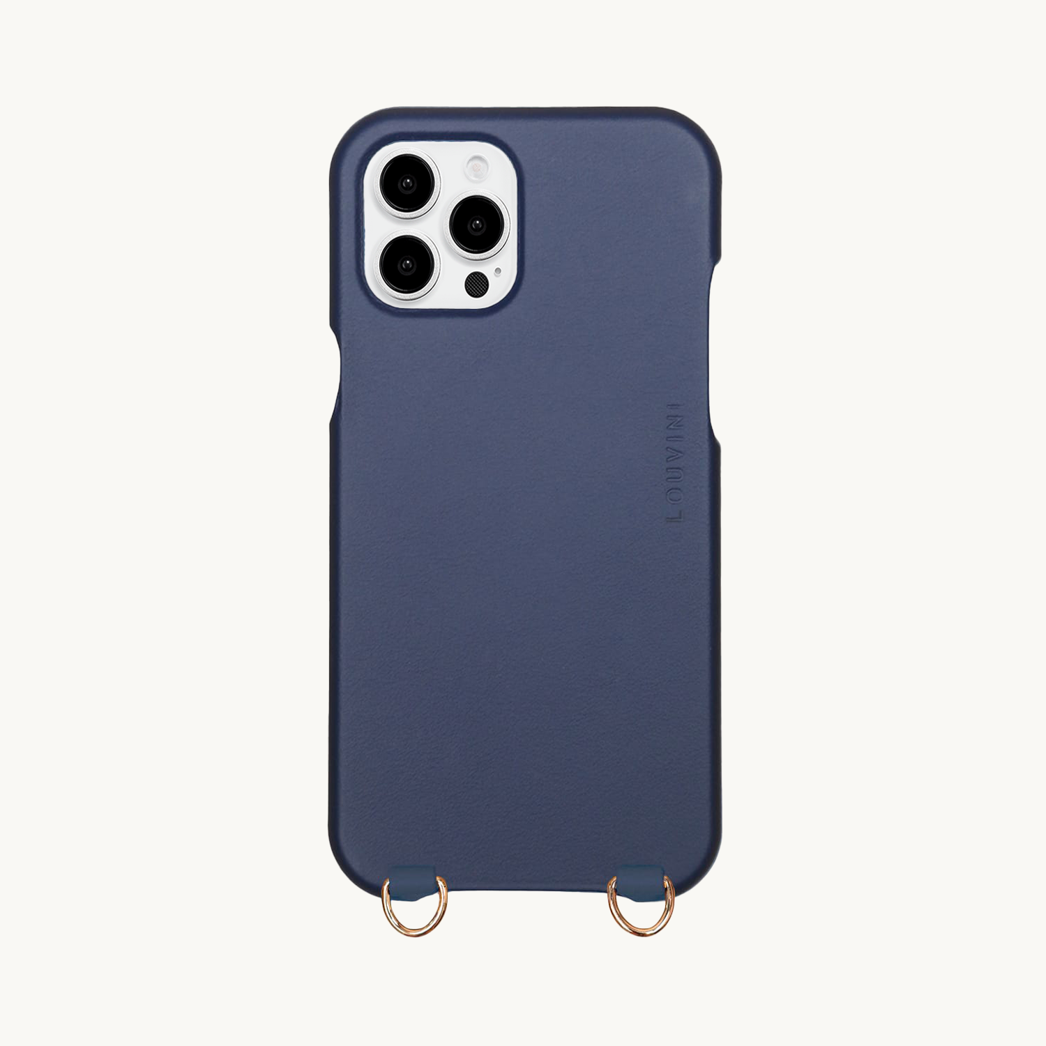 Coque iPhone MagSafe cuir avec anneaux MAX marine