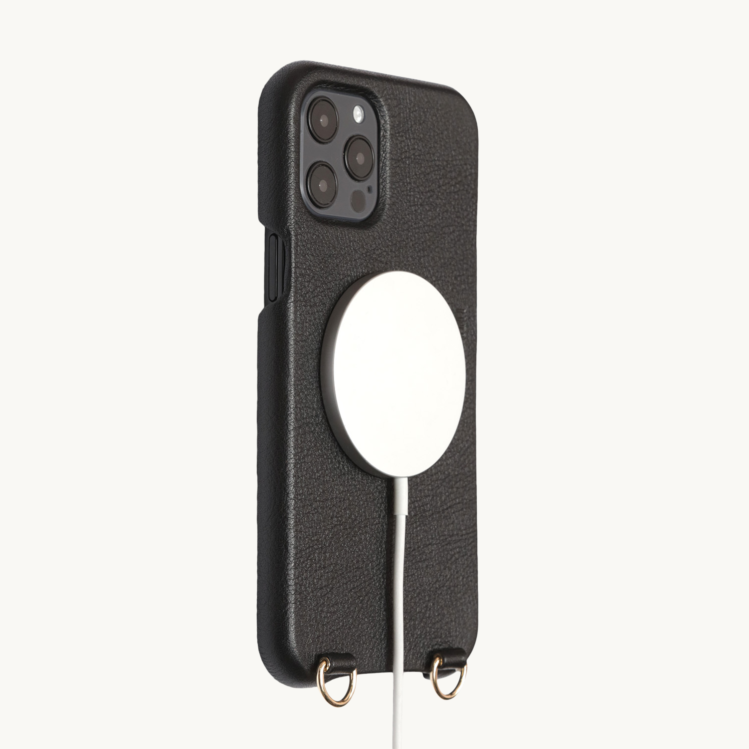 coque de téléphone avec MagSafe en cuir Noir