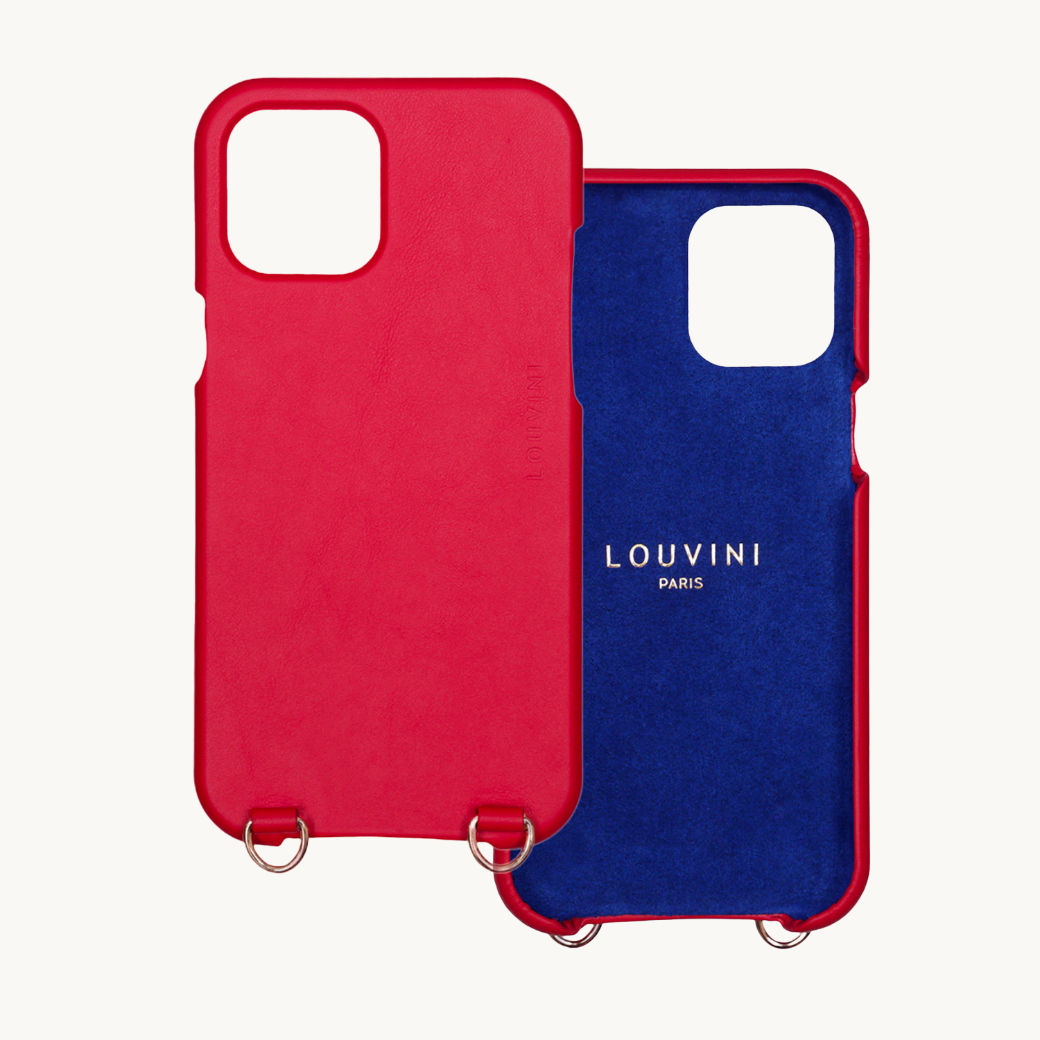 Coque iPhone MagSafe cuir avec anneaux MAX rouge